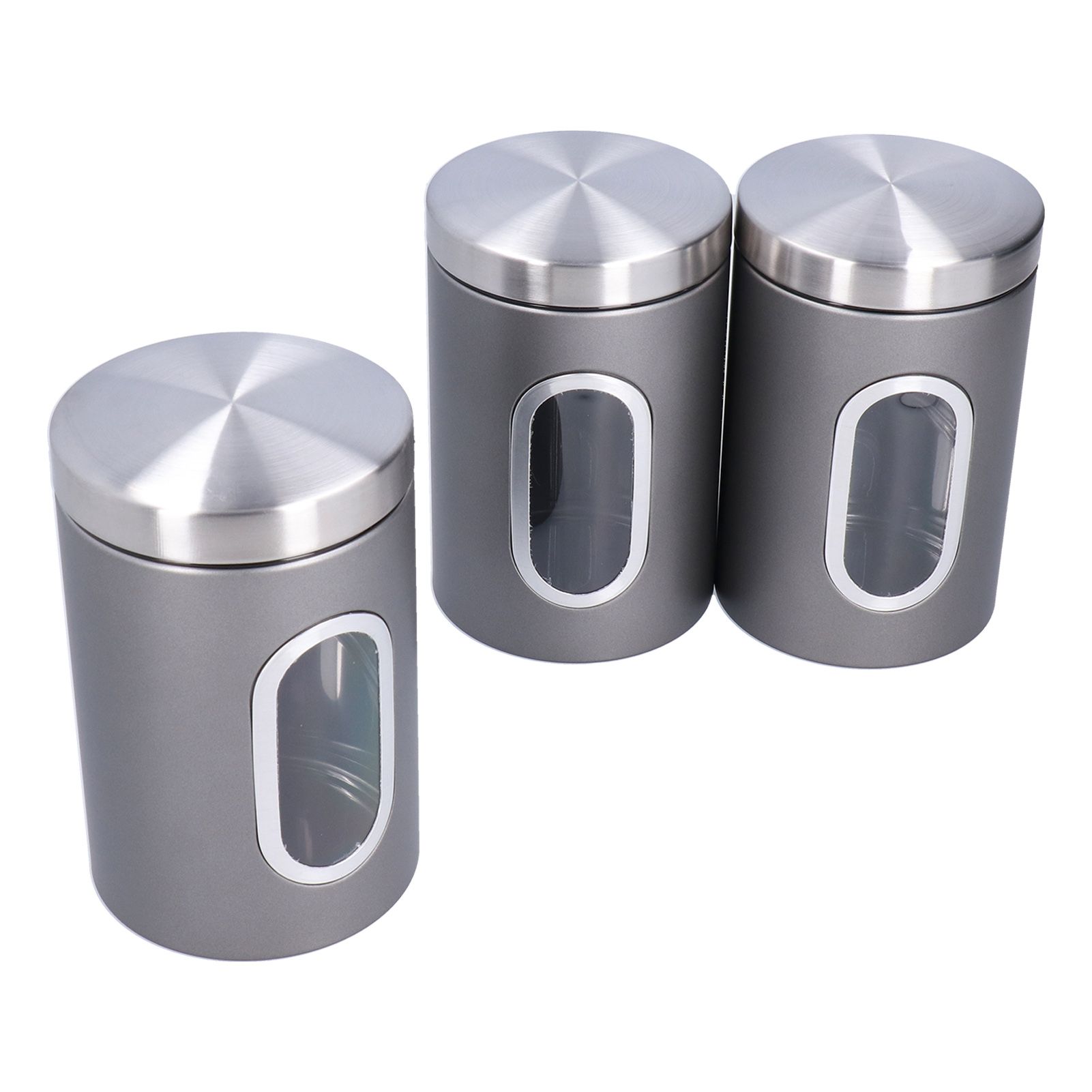 3Pcs Storage Jar Stainless Steel Food Tea Nut Container with Window Durable view 5