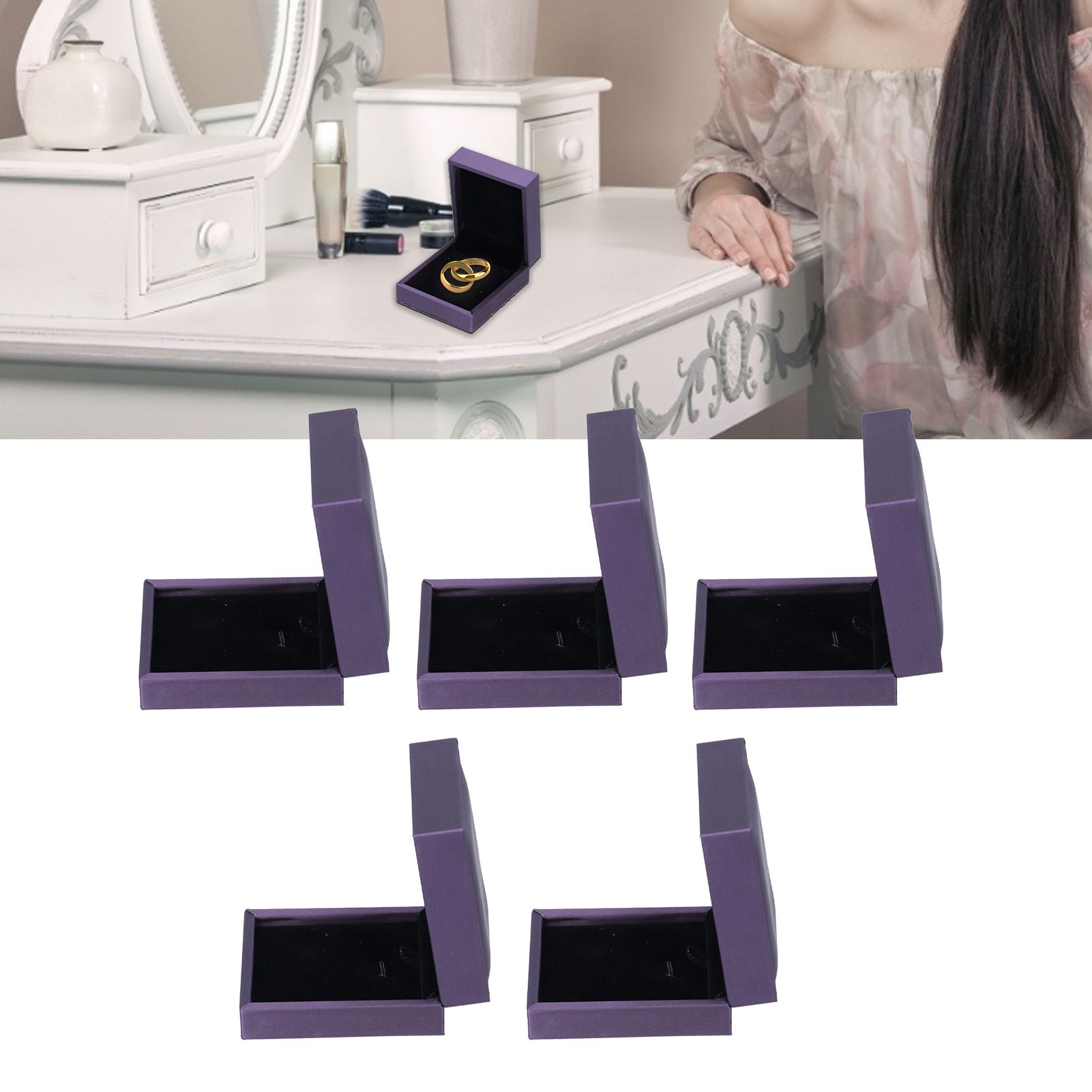5Pcs Jewelry Packaging Box Exquisite Ear Ring Organizer Case for Home view 12