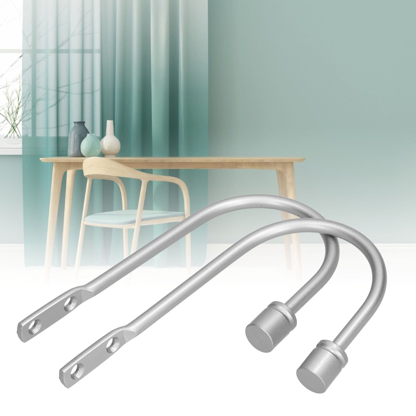 2Pcs Curtain Hook Aluminum Alloy U Shaped Cylinder Fixed Drapery Holdback for view 11