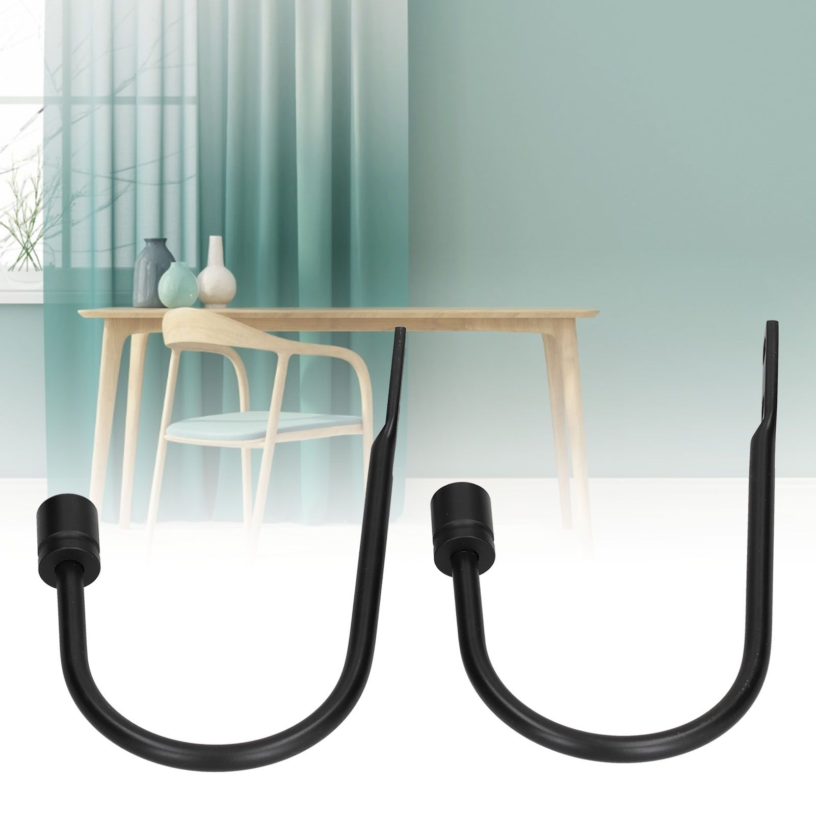 2Pcs Curtain Hook Aluminum Alloy U Shaped Cylinder Fixed Drapery Holdback for view 11
