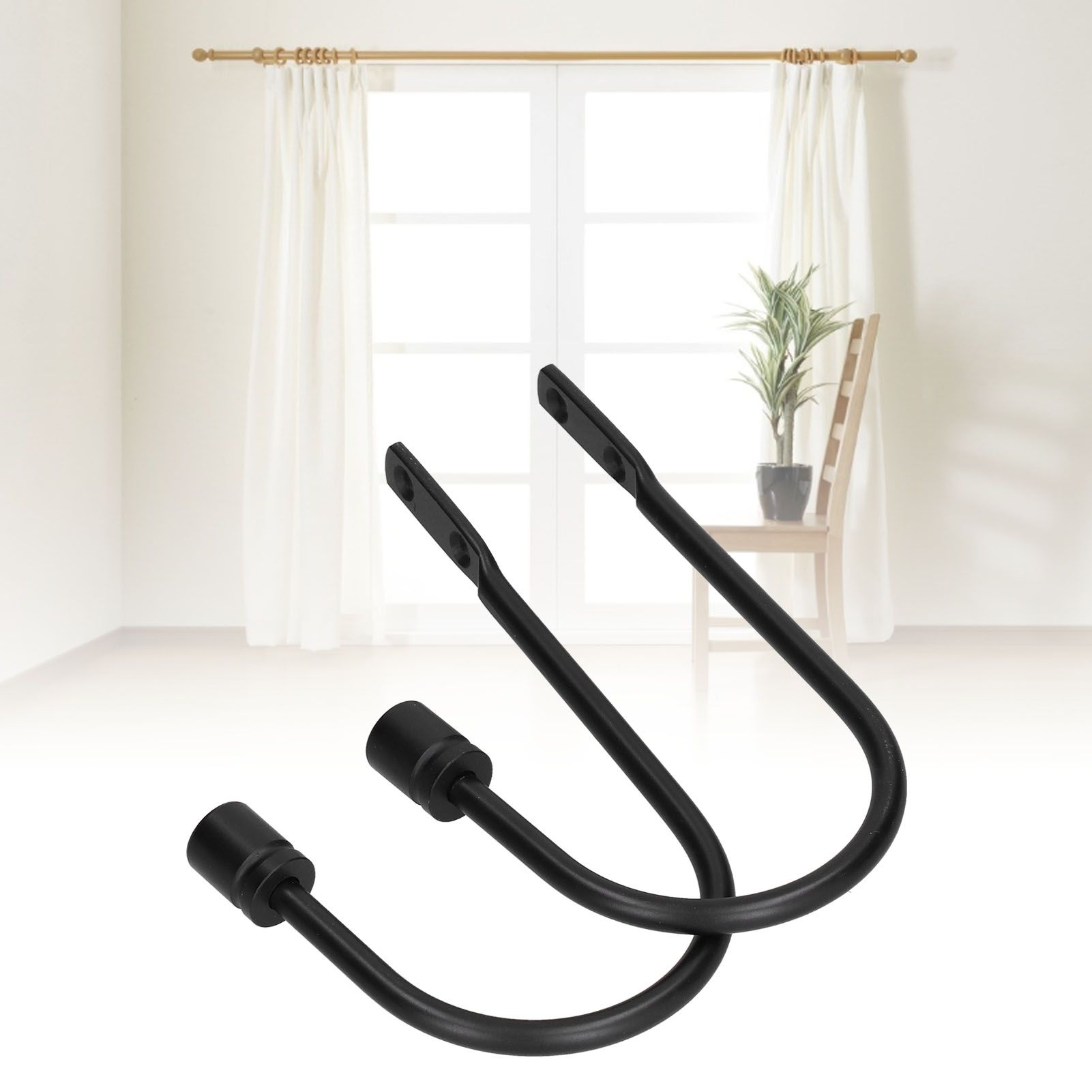 2Pcs Curtain Hook Aluminum Alloy U Shaped Cylinder Fixed Drapery Holdback for view 12