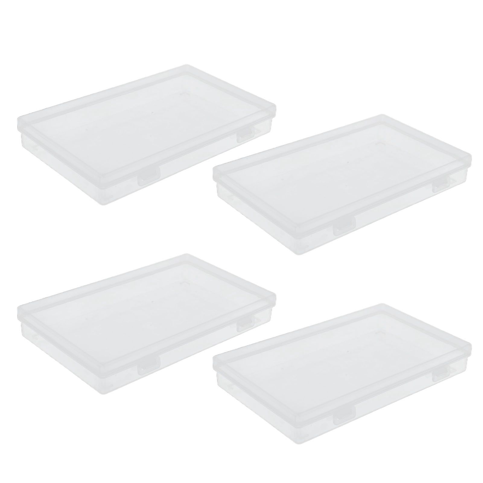 4Pcs Transparent Plastic Box with Hinged Cover Multipurpose Storage Container view 2
