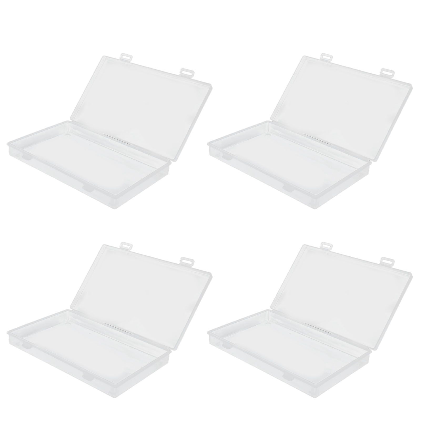 4Pcs Transparent Plastic Box with Hinged Cover Multipurpose Storage Container view 3