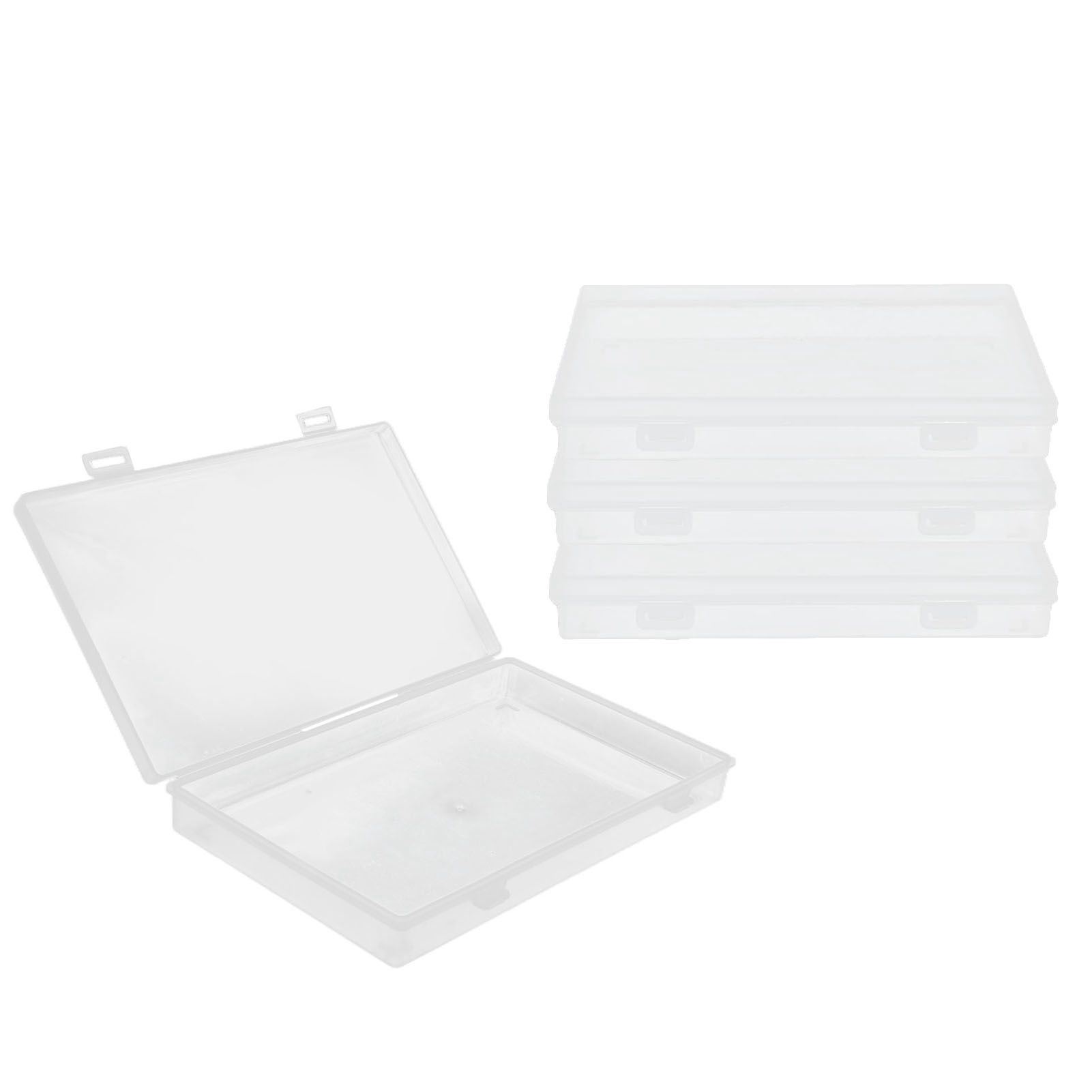 4Pcs Transparent Plastic Box with Hinged Cover Multipurpose Storage Container view 4