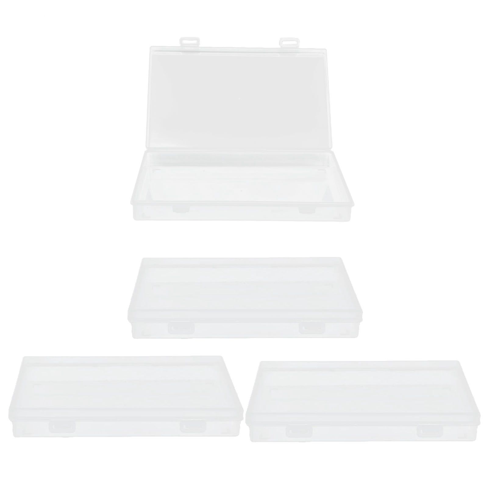 4Pcs Transparent Plastic Box with Hinged Cover Multipurpose Storage Container view 5