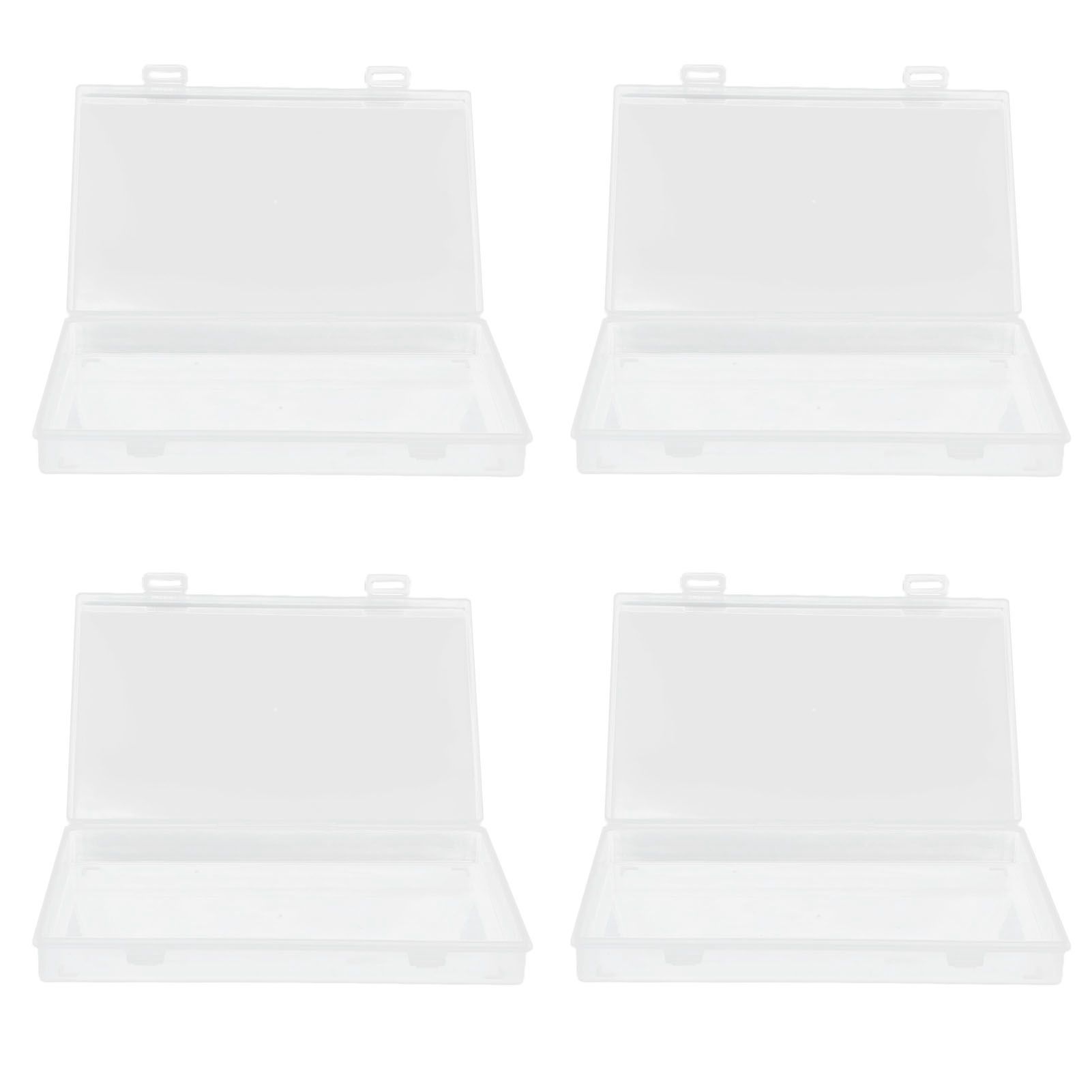 4Pcs Transparent Plastic Box with Hinged Cover Multipurpose Storage Container view 6