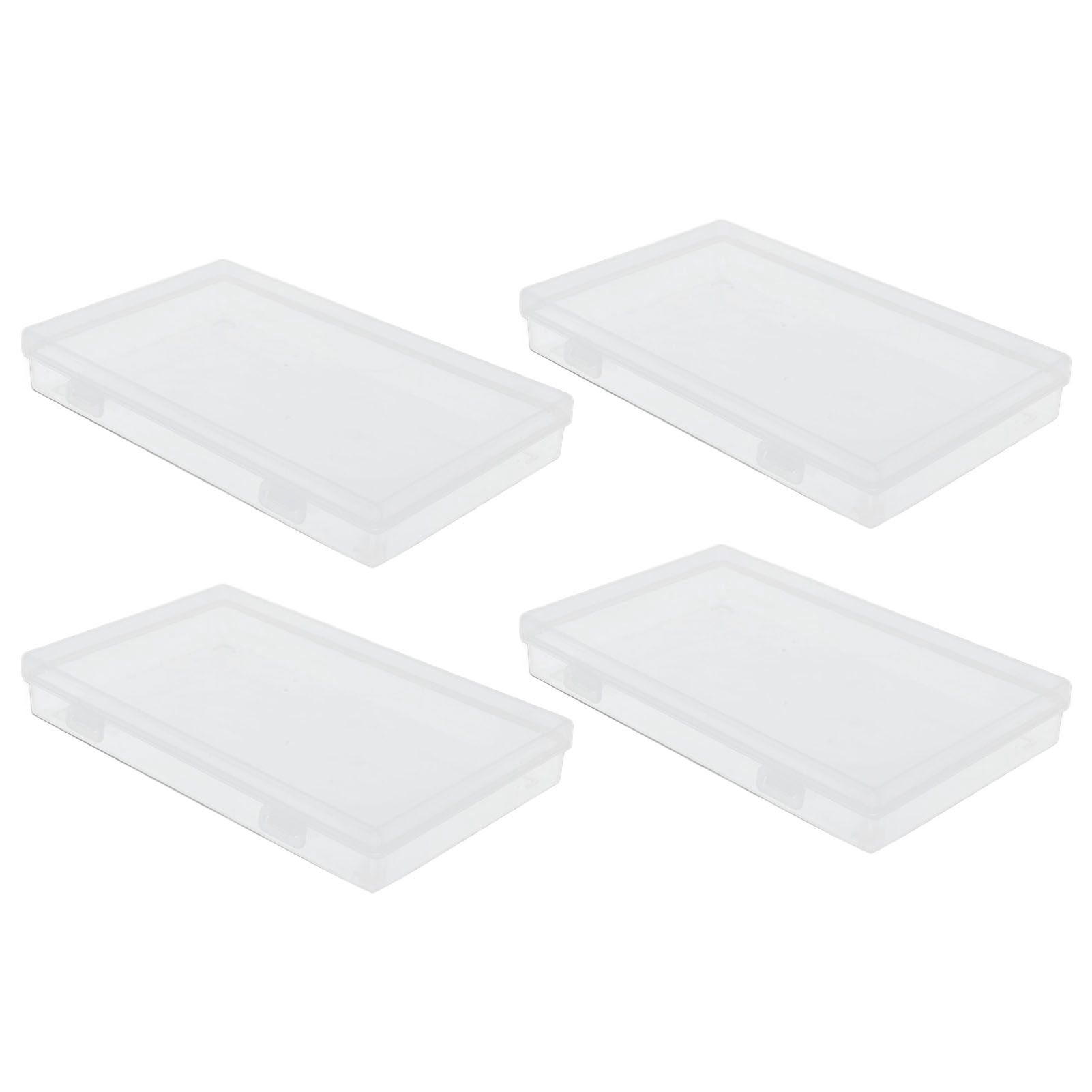 4Pcs Transparent Plastic Box with Hinged Cover Multipurpose Storage Container view 8
