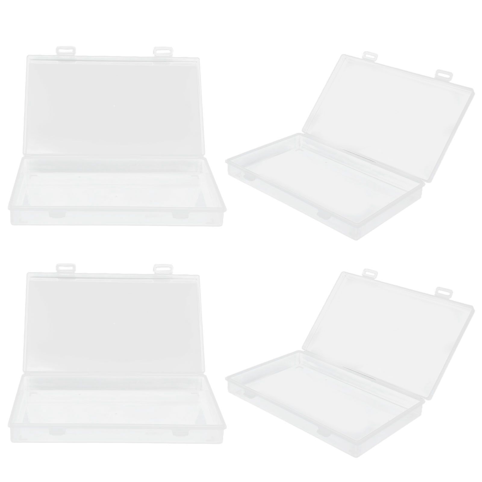 4Pcs Transparent Plastic Box with Hinged Cover Multipurpose Storage Container view 10