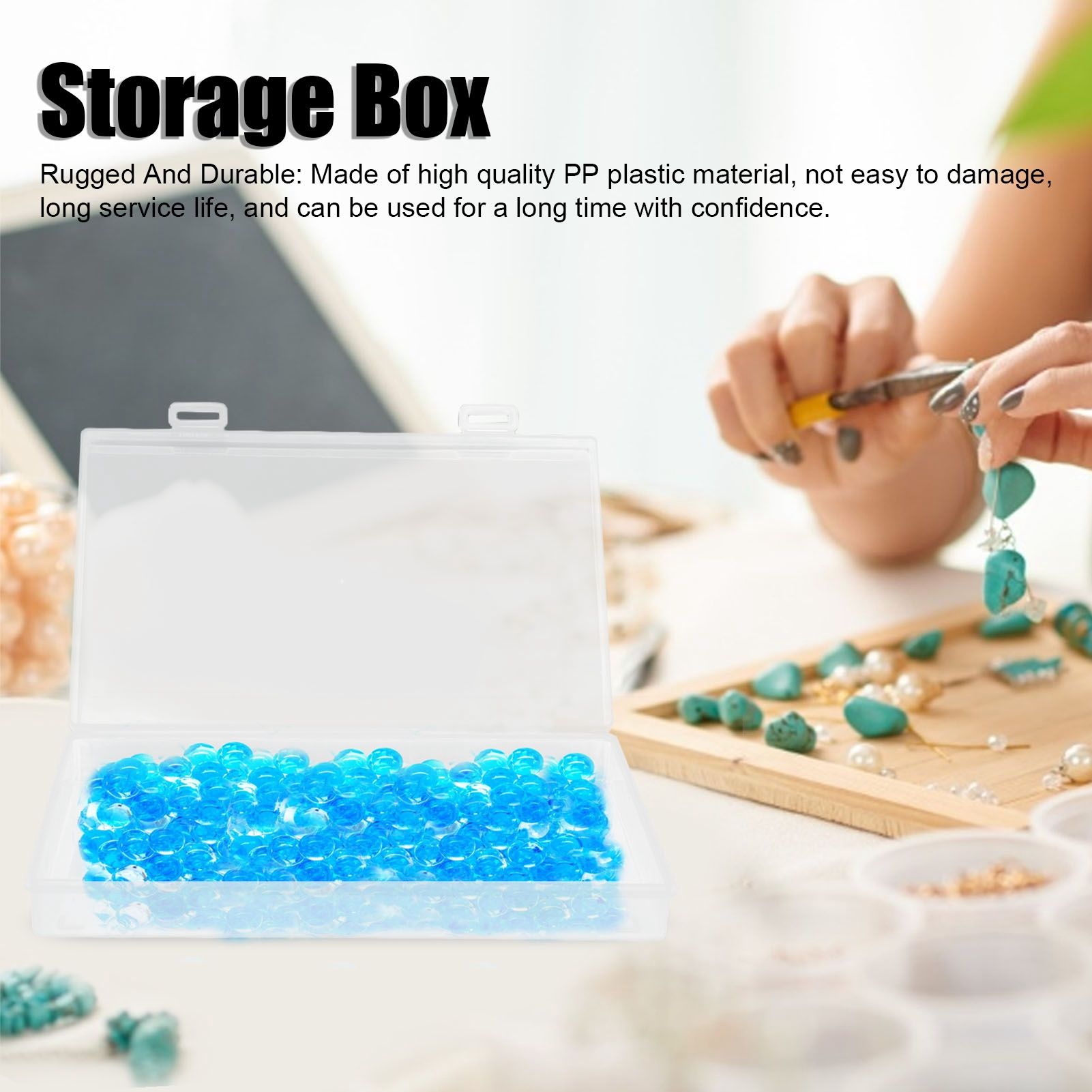 4Pcs Transparent Plastic Box with Hinged Cover Multipurpose Storage Container view 15