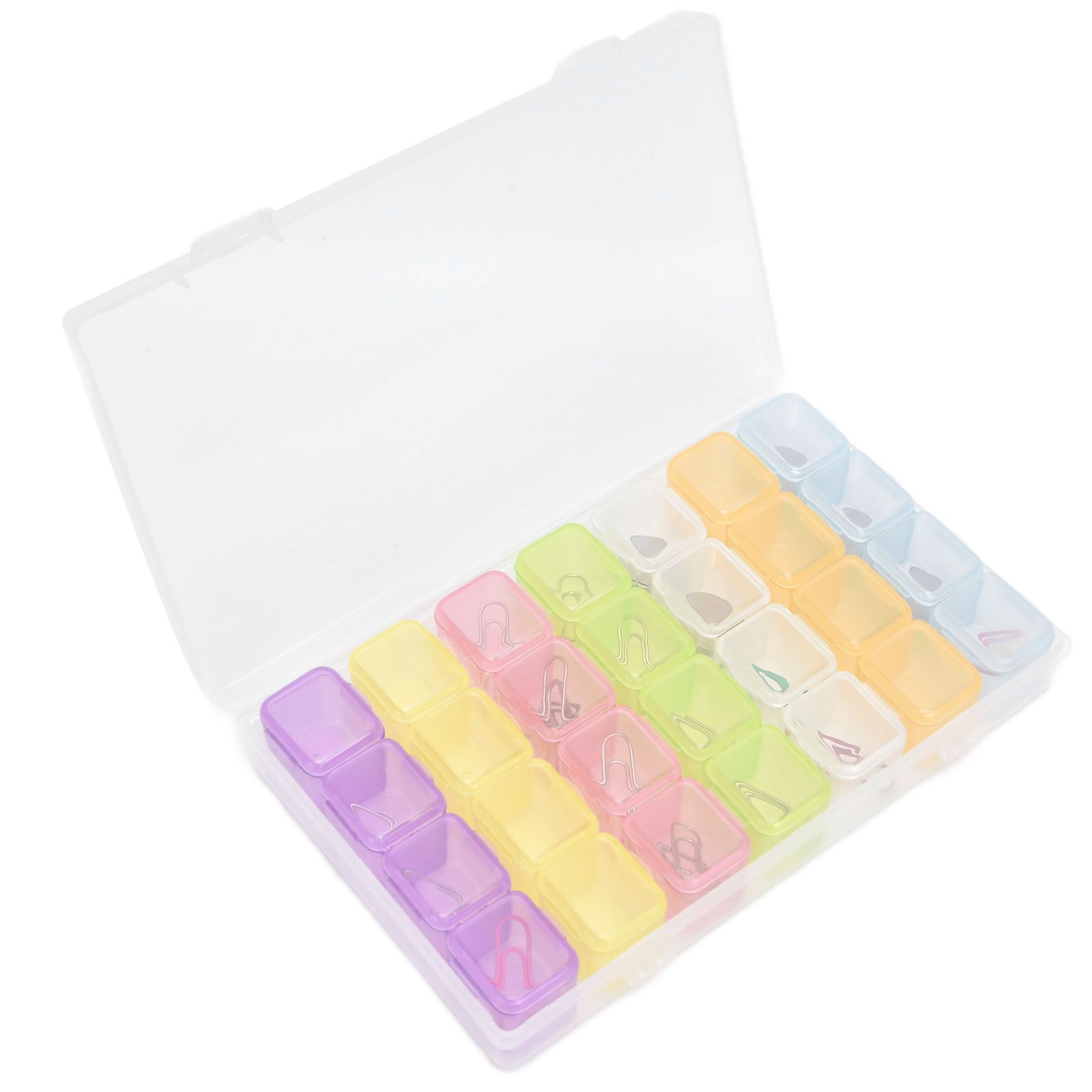 28 Slots Clear Plastic Storage Box Portable Detachable Organizer Box for Small view 2
