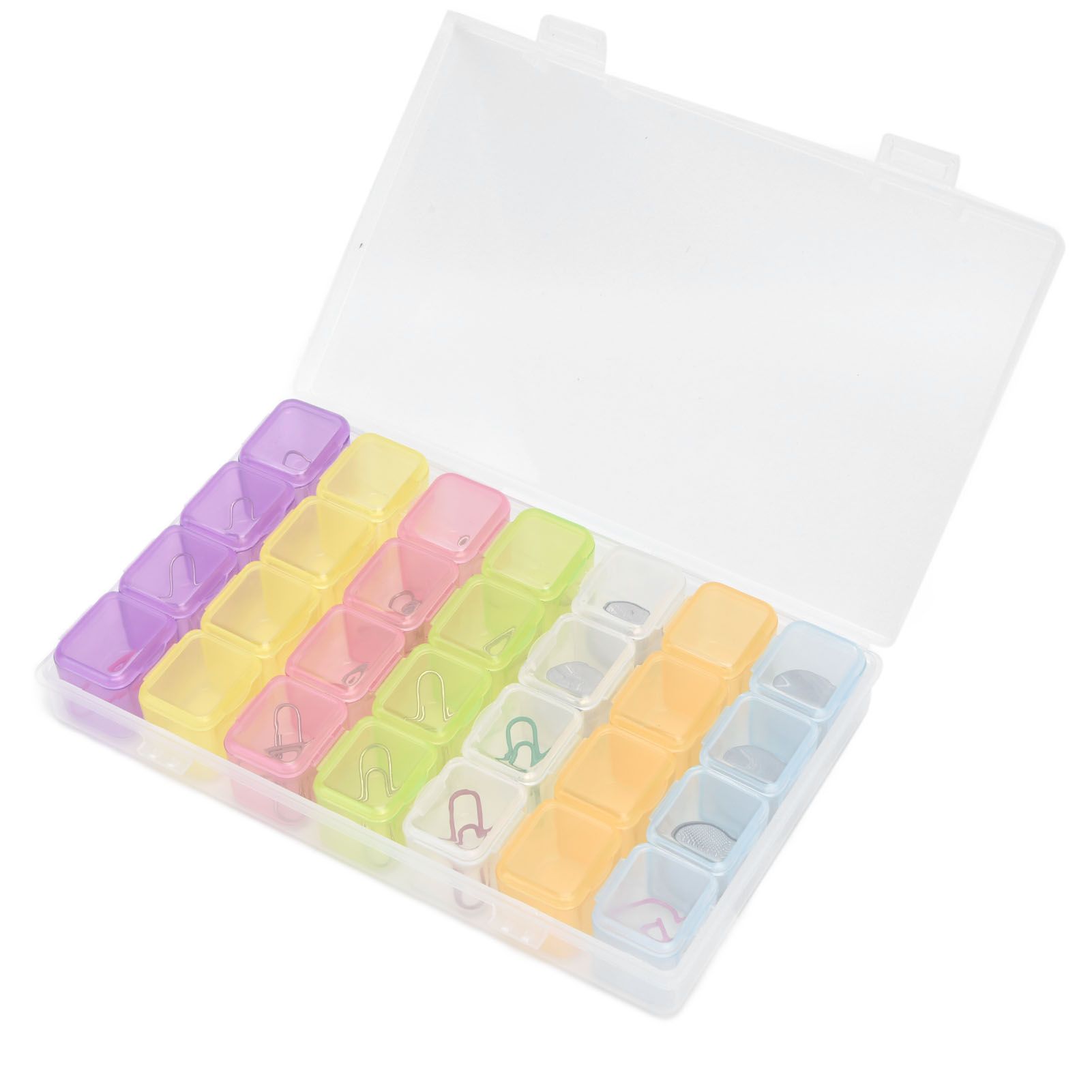 28 Slots Clear Plastic Storage Box Portable Detachable Organizer Box for Small view 4