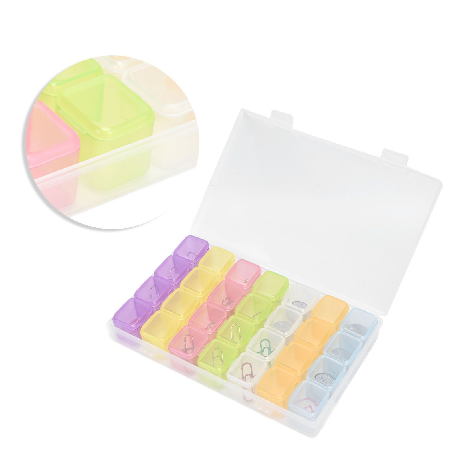 28 Slots Clear Plastic Storage Box Portable Detachable Organizer Box for Small view 10