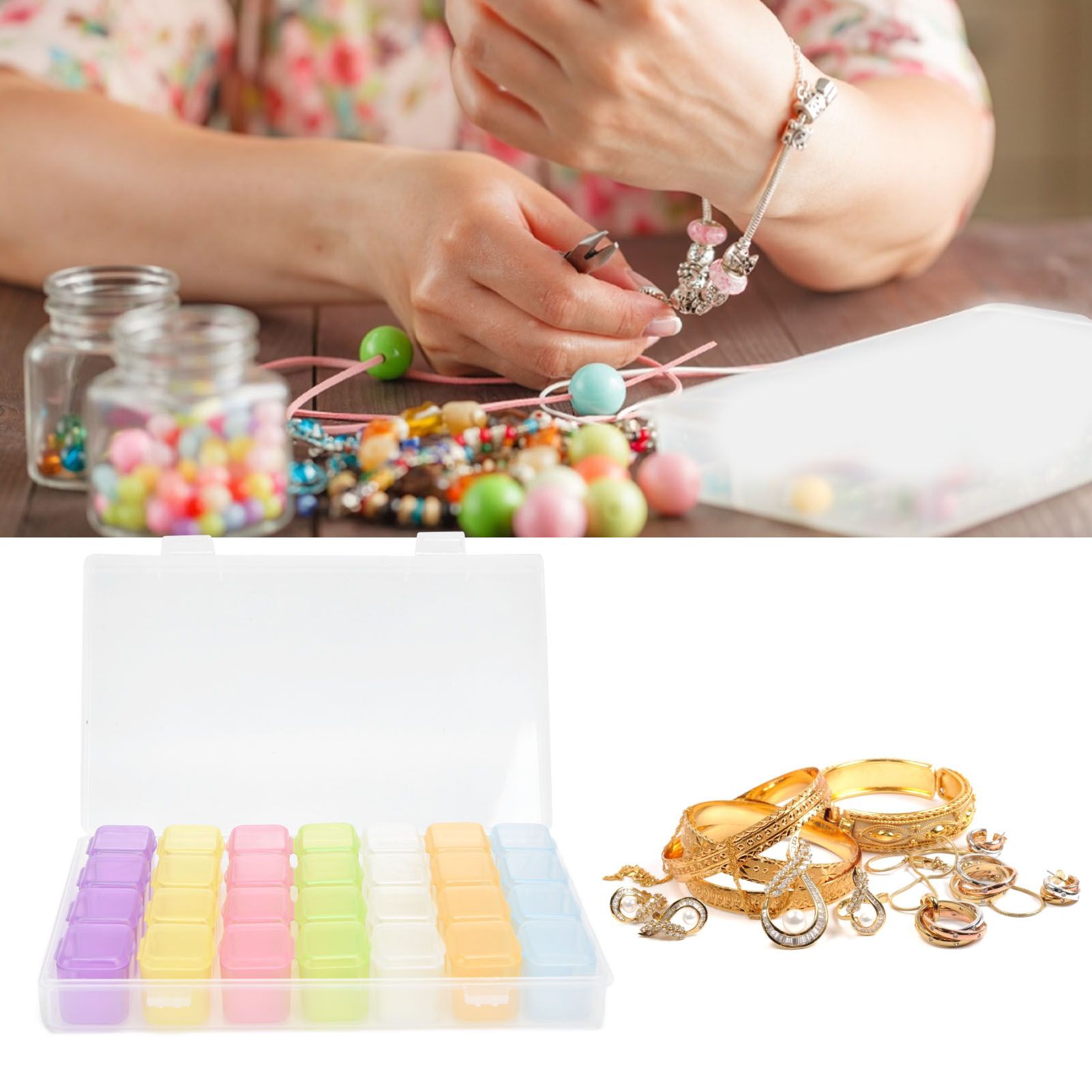 28 Slots Clear Plastic Storage Box Portable Detachable Organizer Box for Small view 11