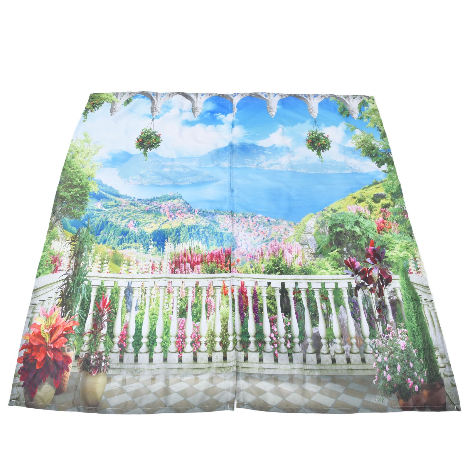 Polyester Fiber Window Curtain Innovative Digital Printing Hanging Blackout view 2