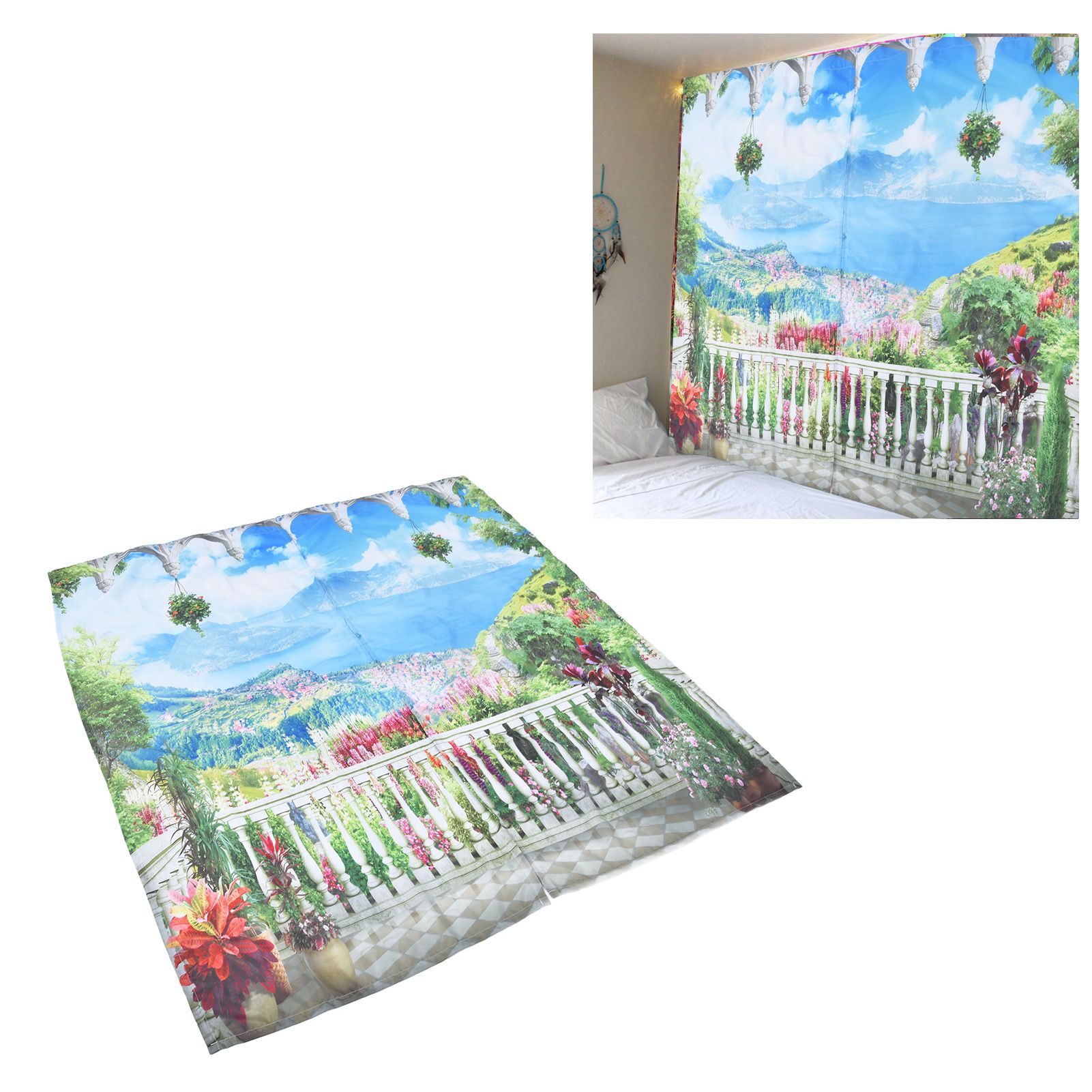 Polyester Fiber Window Curtain Innovative Digital Printing Hanging Blackout view 12