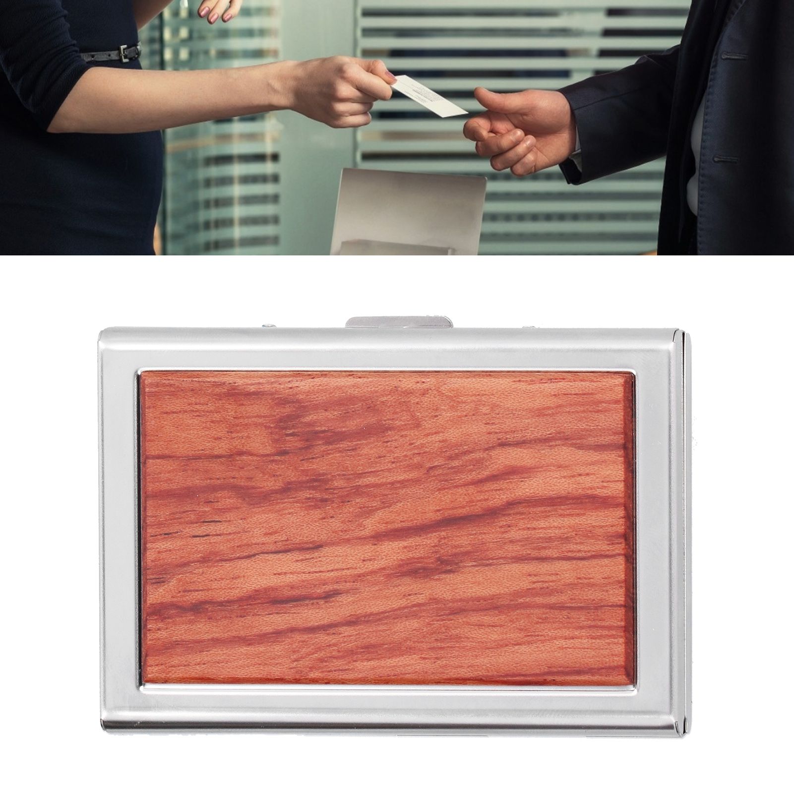 Wood Card Case Safe Bank Credit Card Box Portable Business ID Card Case Holder view 12