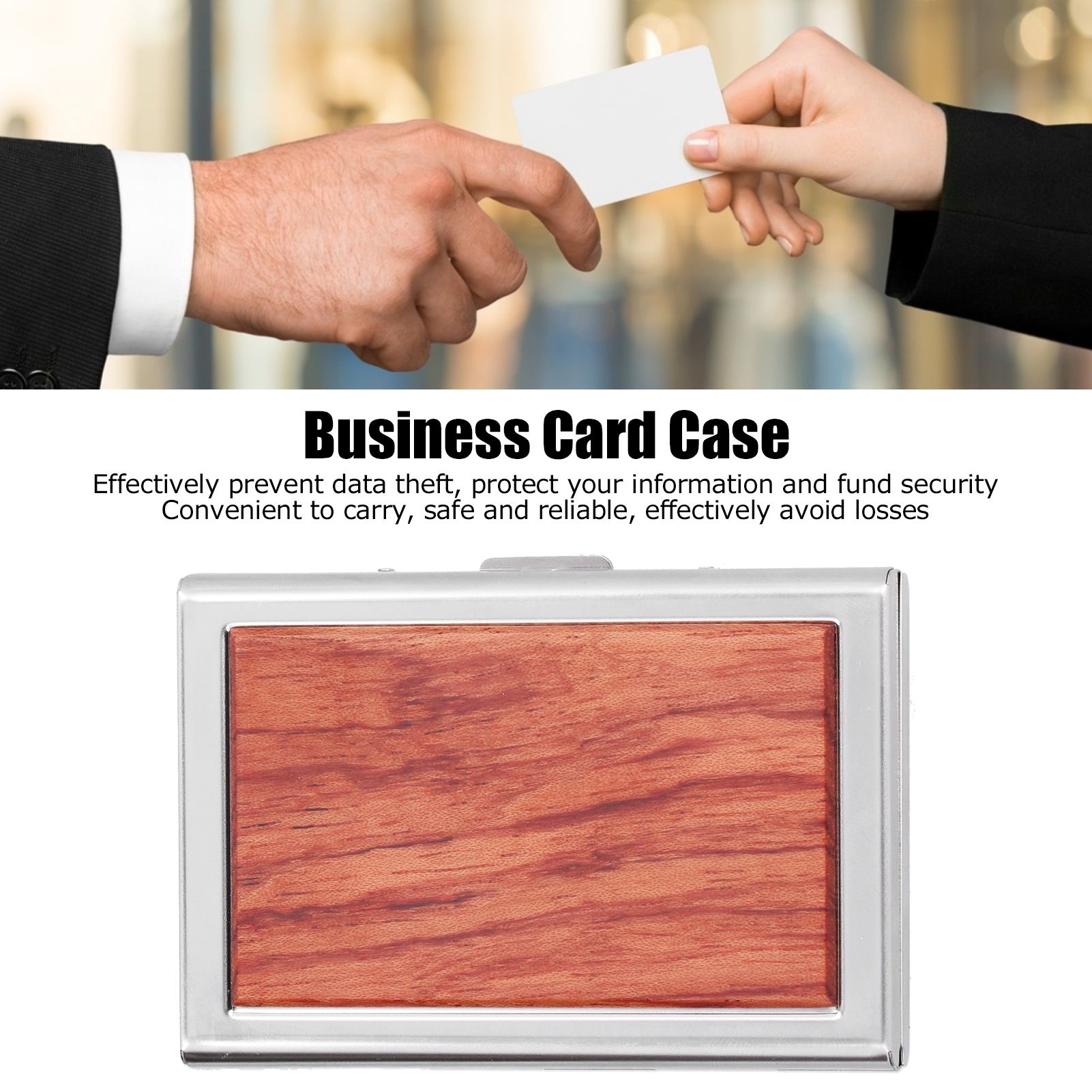 Wood Card Case Safe Bank Credit Card Box Portable Business ID Card Case Holder view 14