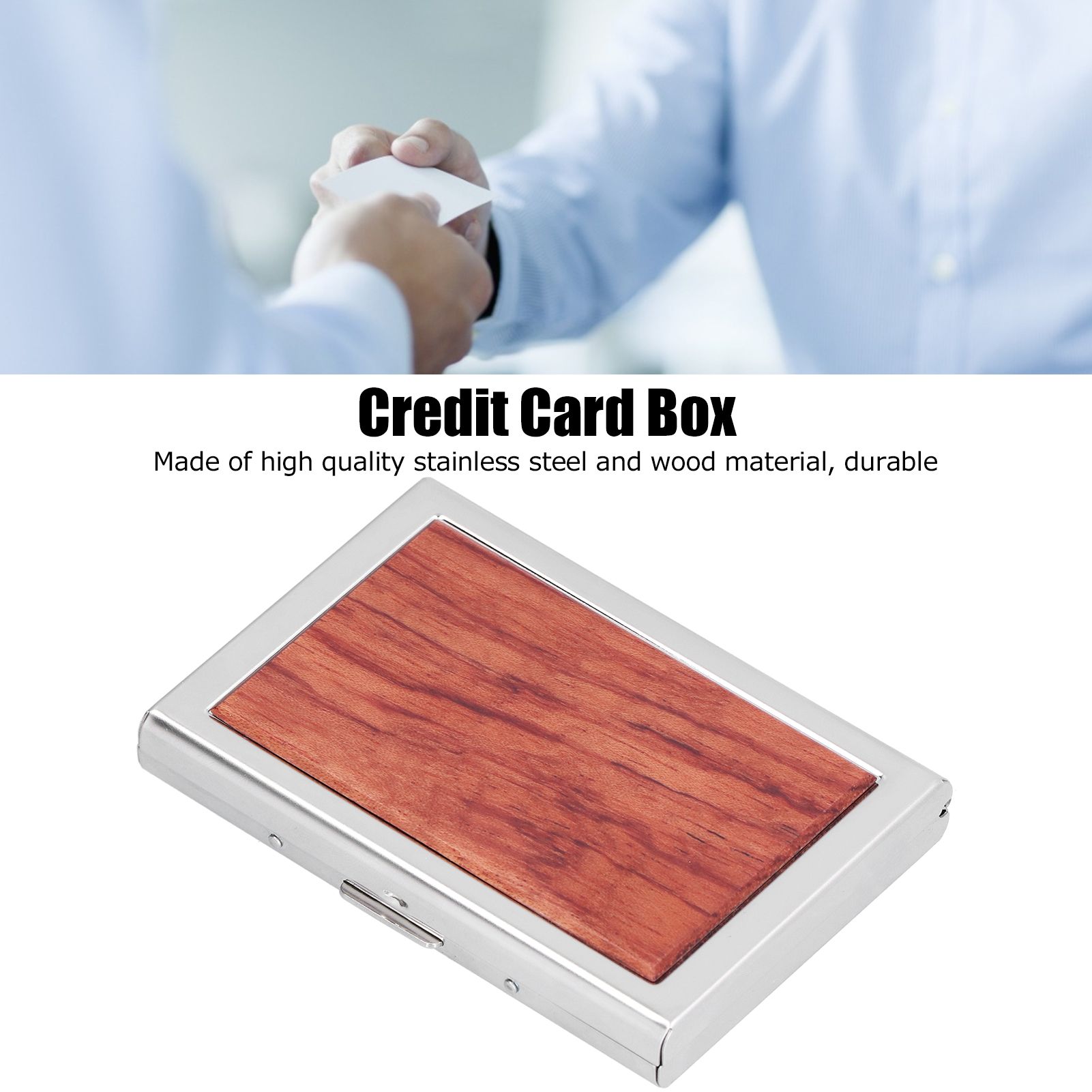 Wood Card Case Safe Bank Credit Card Box Portable Business ID Card Case Holder view 15