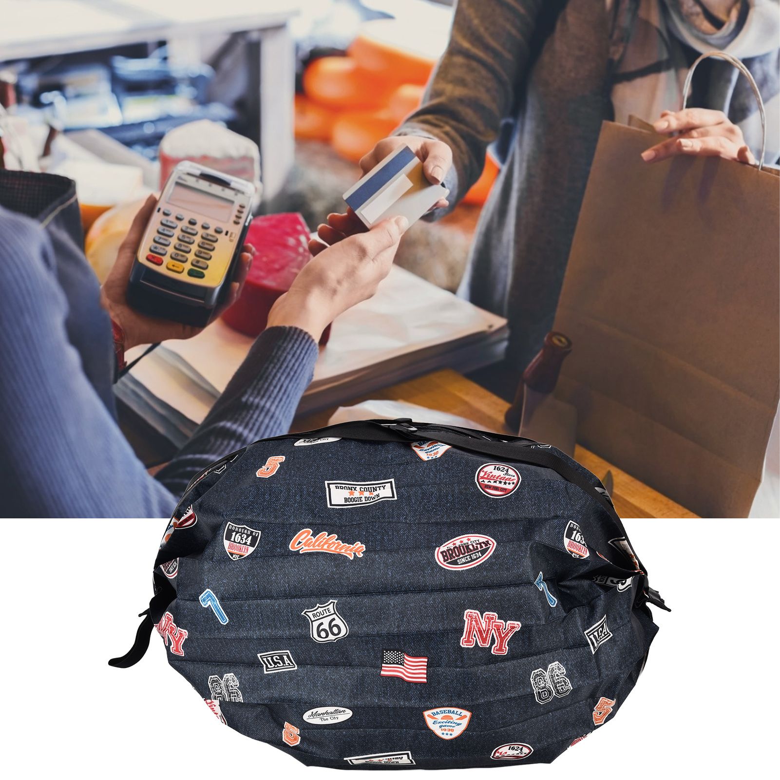 Stylish Shopping Backpacks Foldable Reusable Eco Friendly Grocery Bags for view 12