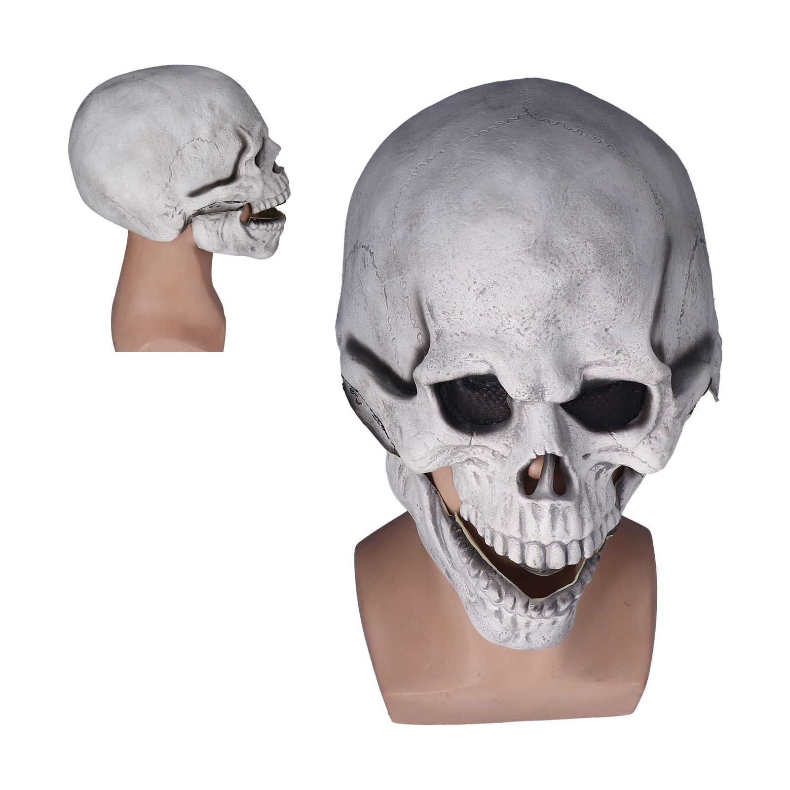 Scary Skull Mask with Movable Jaw Flexible Latex Halloween Costume Party Props view 8