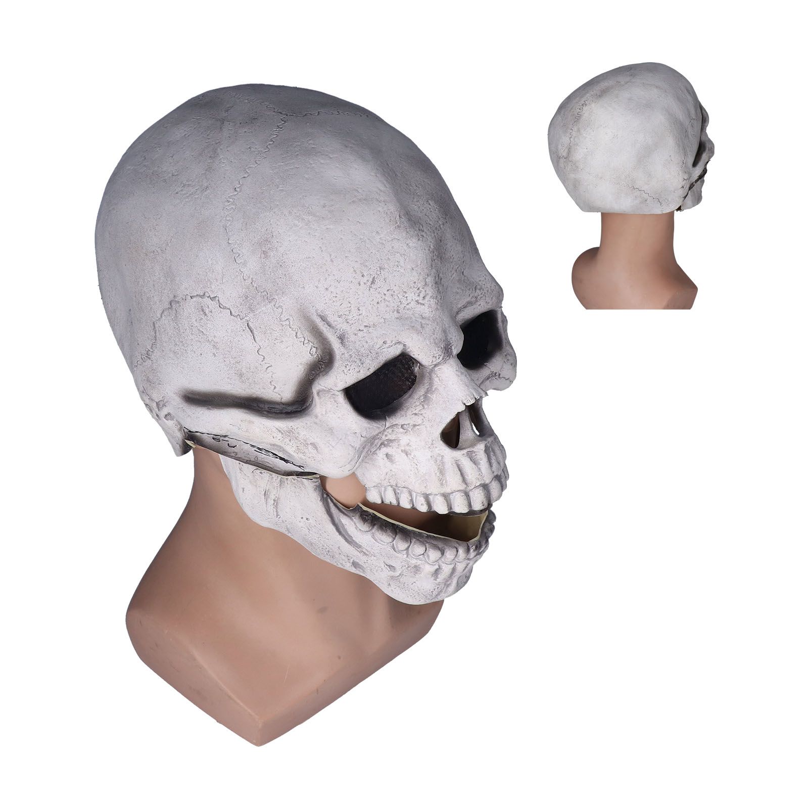 Scary Skull Mask with Movable Jaw Flexible Latex Halloween Costume Party Props view 9