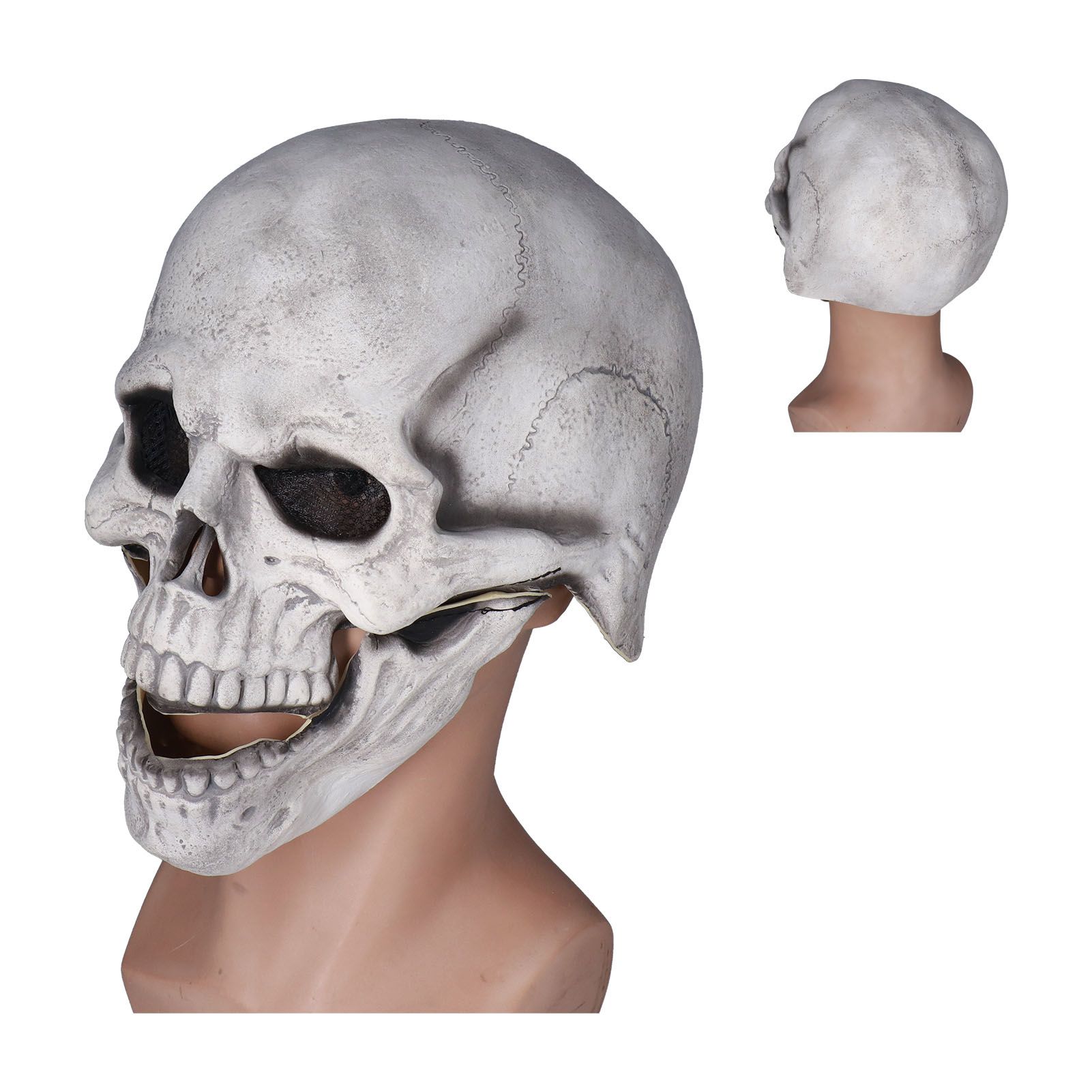 Scary Skull Mask with Movable Jaw Flexible Latex Halloween Costume Party Props view 10