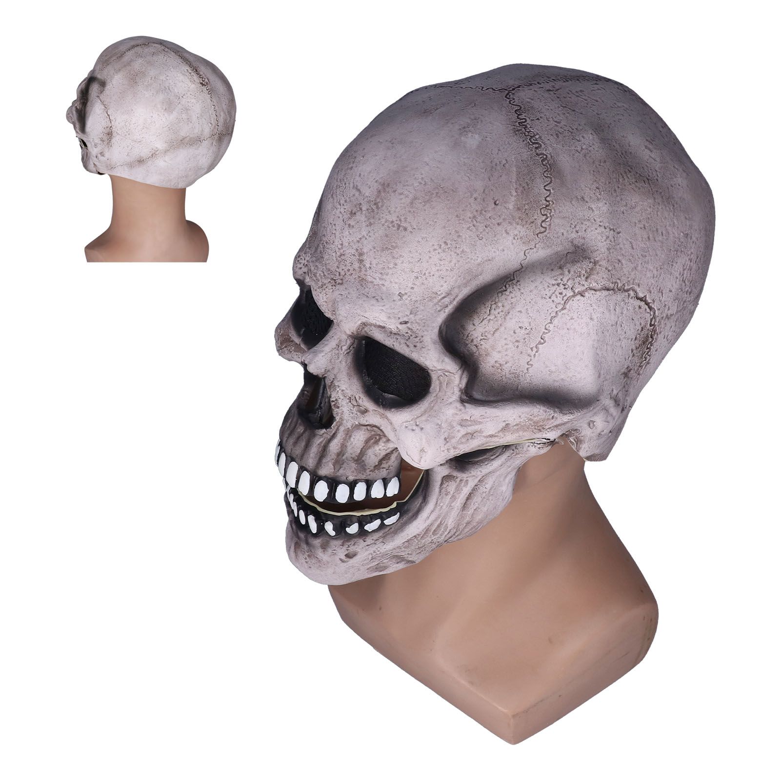 Scary Skull Mask with Movable Jaw Flexible Latex Halloween Costume Party Props view 9
