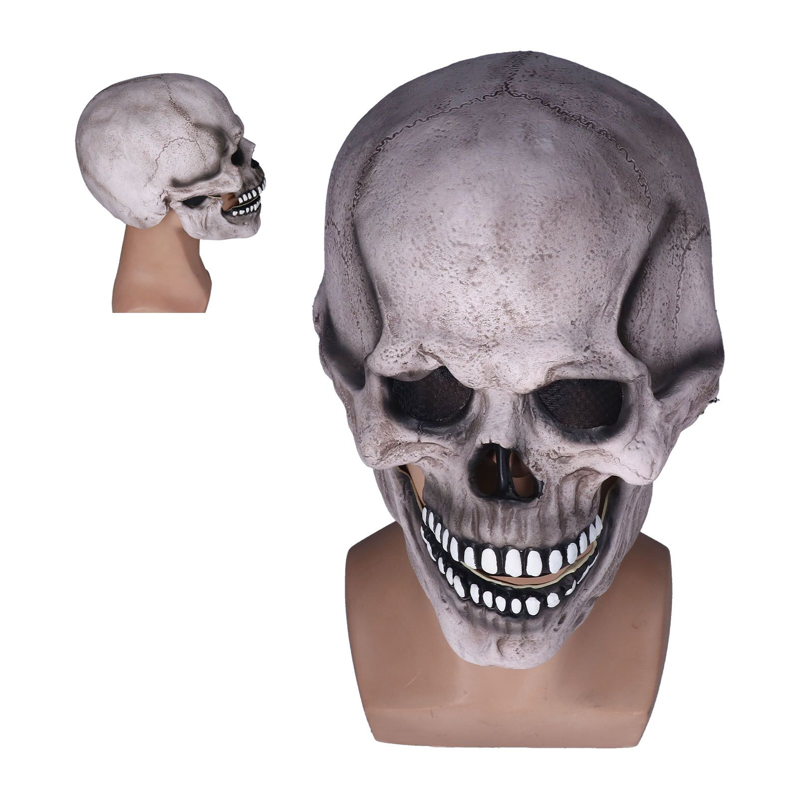 Scary Skull Mask with Movable Jaw Flexible Latex Halloween Costume Party Props view 10