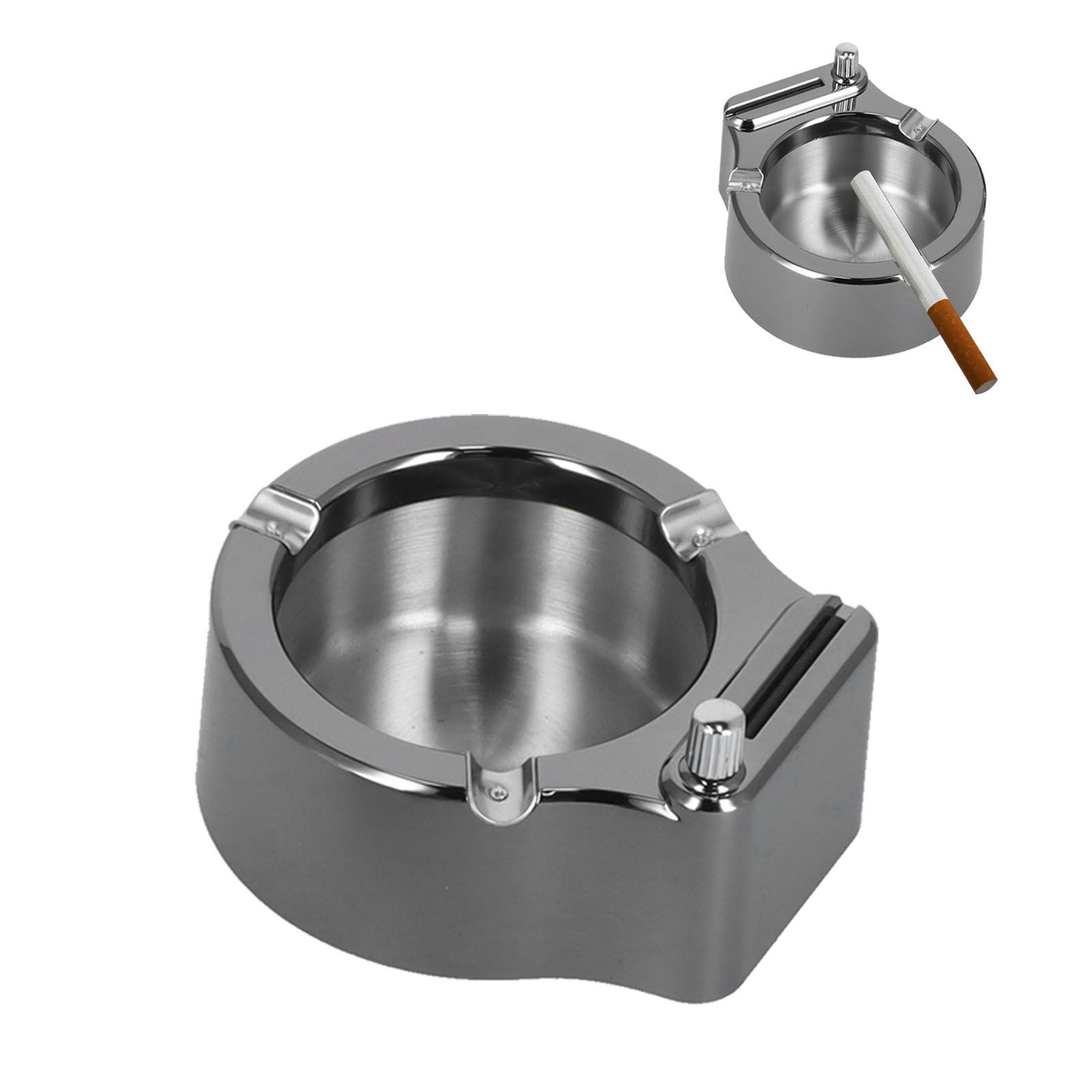 Cigarette Ashtray Stainless Steel Match Lighter Cigarette Ashtray for Home view 12