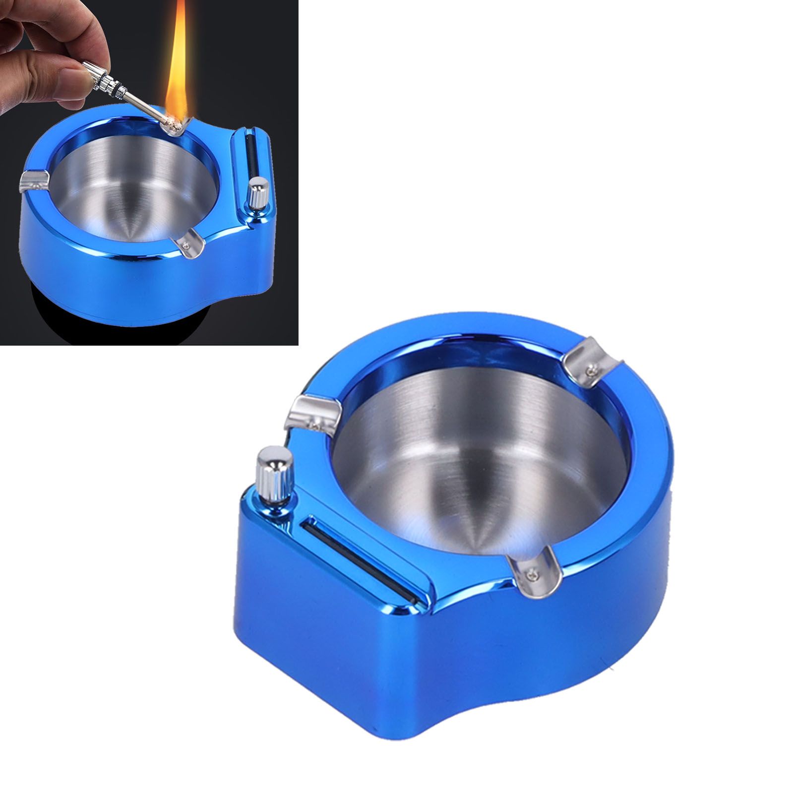 Cigarette Ashtray Stainless Steel Match Lighter Cigarette Ashtray for Home view 11