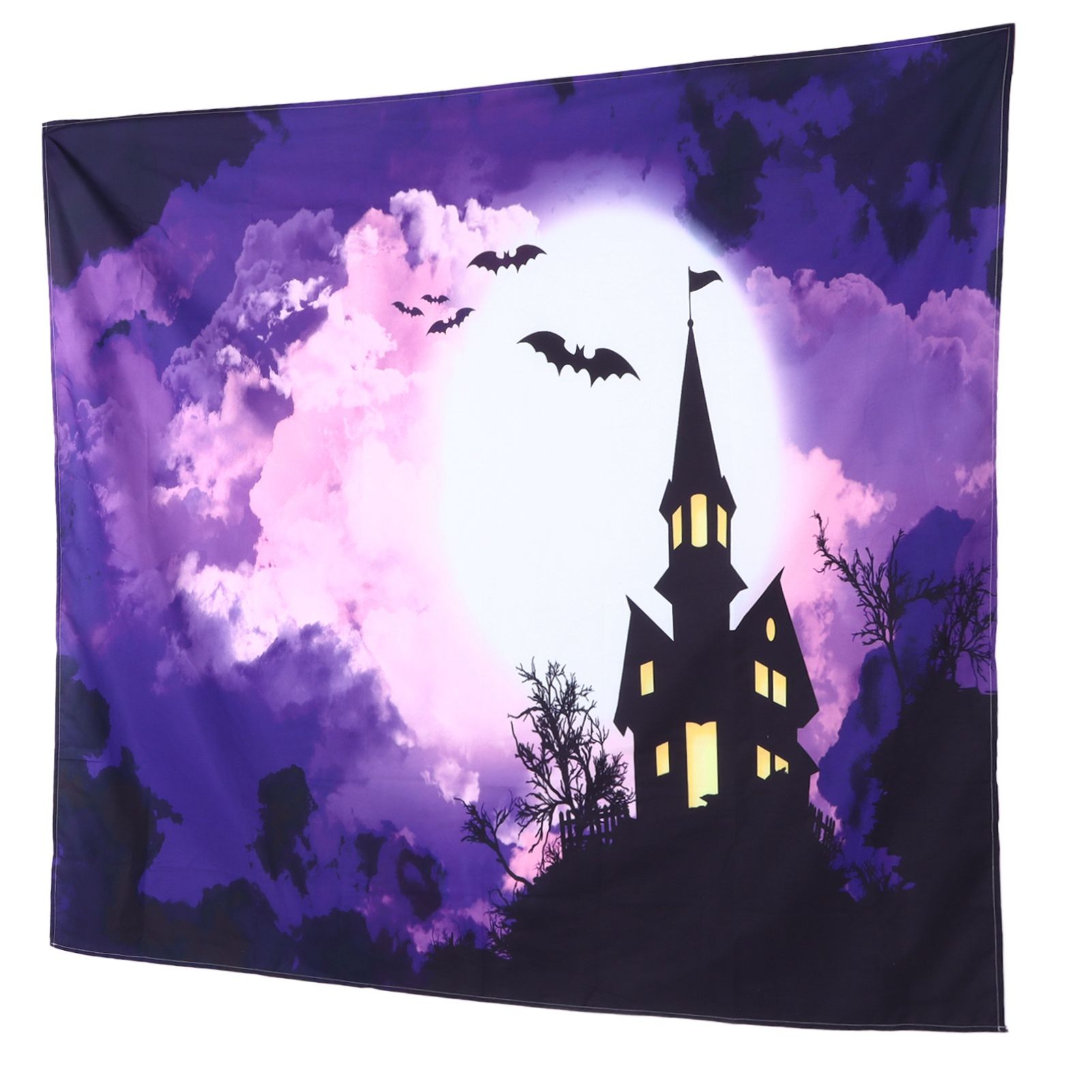 Halloween Castle Pattern Tapestry Wall Hanging Carpet Photography Background view 2