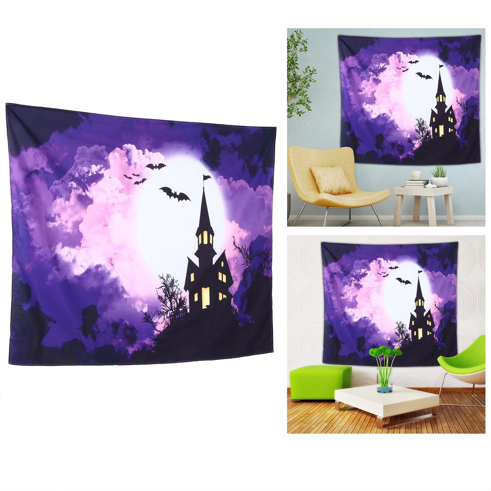 Halloween Castle Pattern Tapestry Wall Hanging Carpet Photography Background view 12
