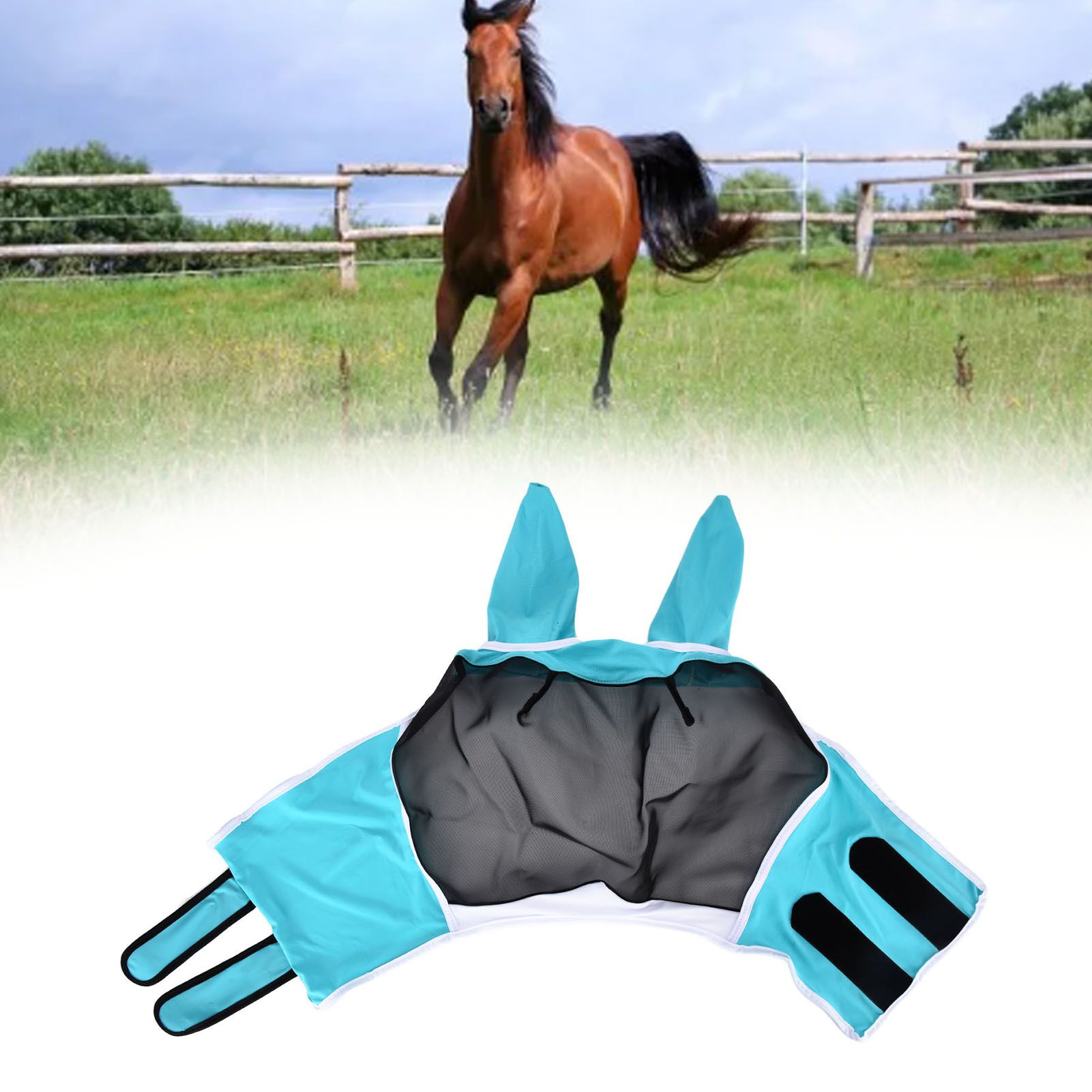 Breathable Horse Mask Universal Adjustable Elastic Mosquito Fly Repelling Veil view 12