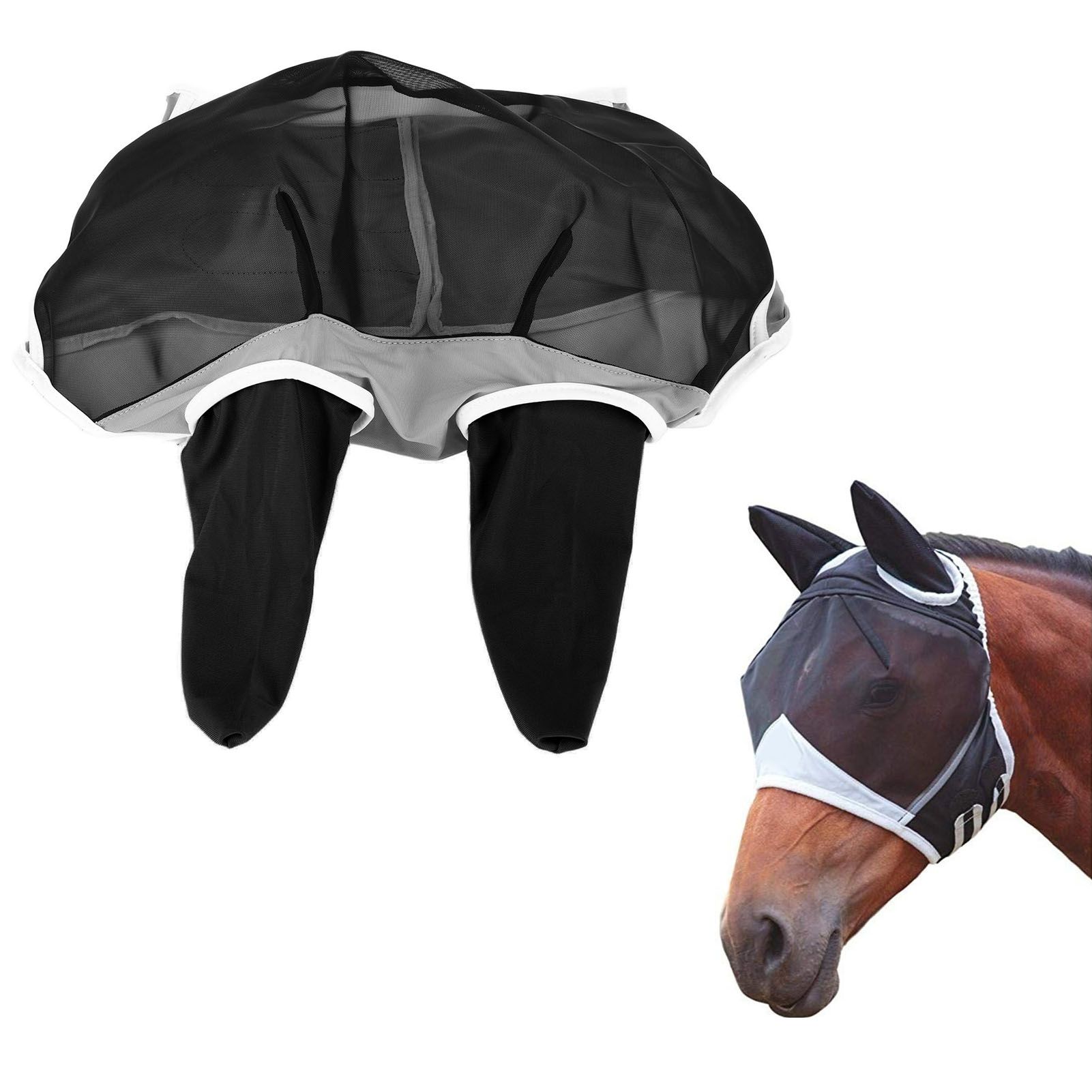 Breathable Horse Mask Universal Adjustable Elastic Mosquito Fly Repelling Veil view 11