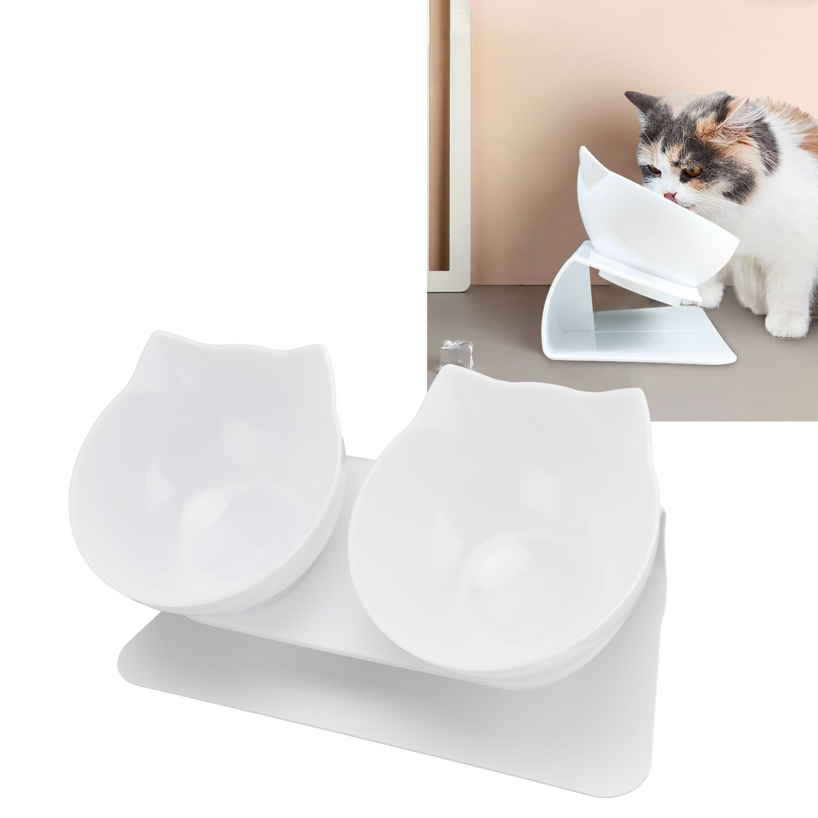 15° Inclined Cat Double Bowl Neck Guard Pet Feeding Bowl for Home Pet Shop view 11