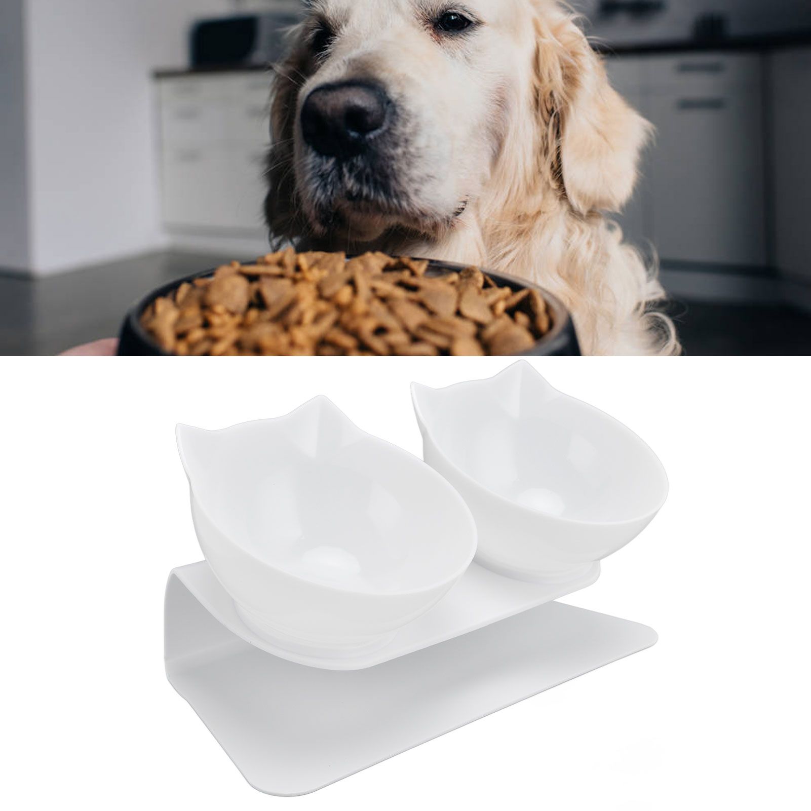 15° Inclined Cat Double Bowl Neck Guard Pet Feeding Bowl for Home Pet Shop view 12