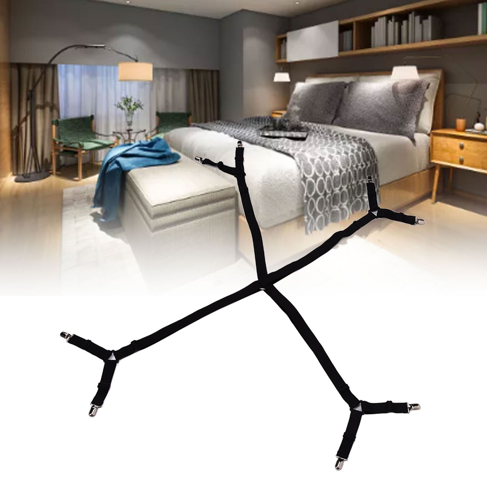 Bed Sheet Fastener Curtain Sofa Cushion Clip Adjustable Bedsheet Strap Elastic view 11