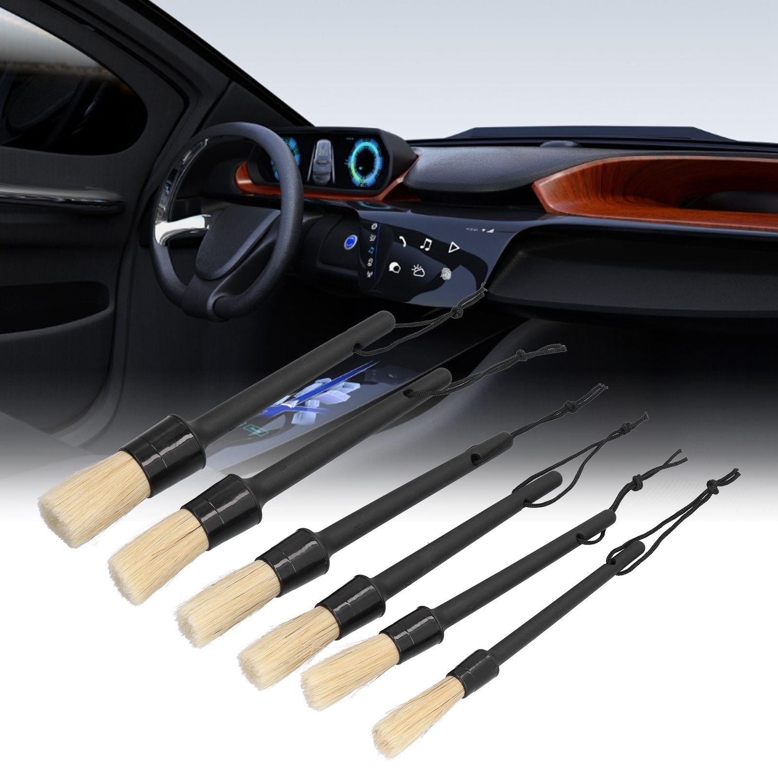 6Pcs/Set Car Detailing Brushes Soft Air Outlet Cleaning Brush for Car Wheels view 11