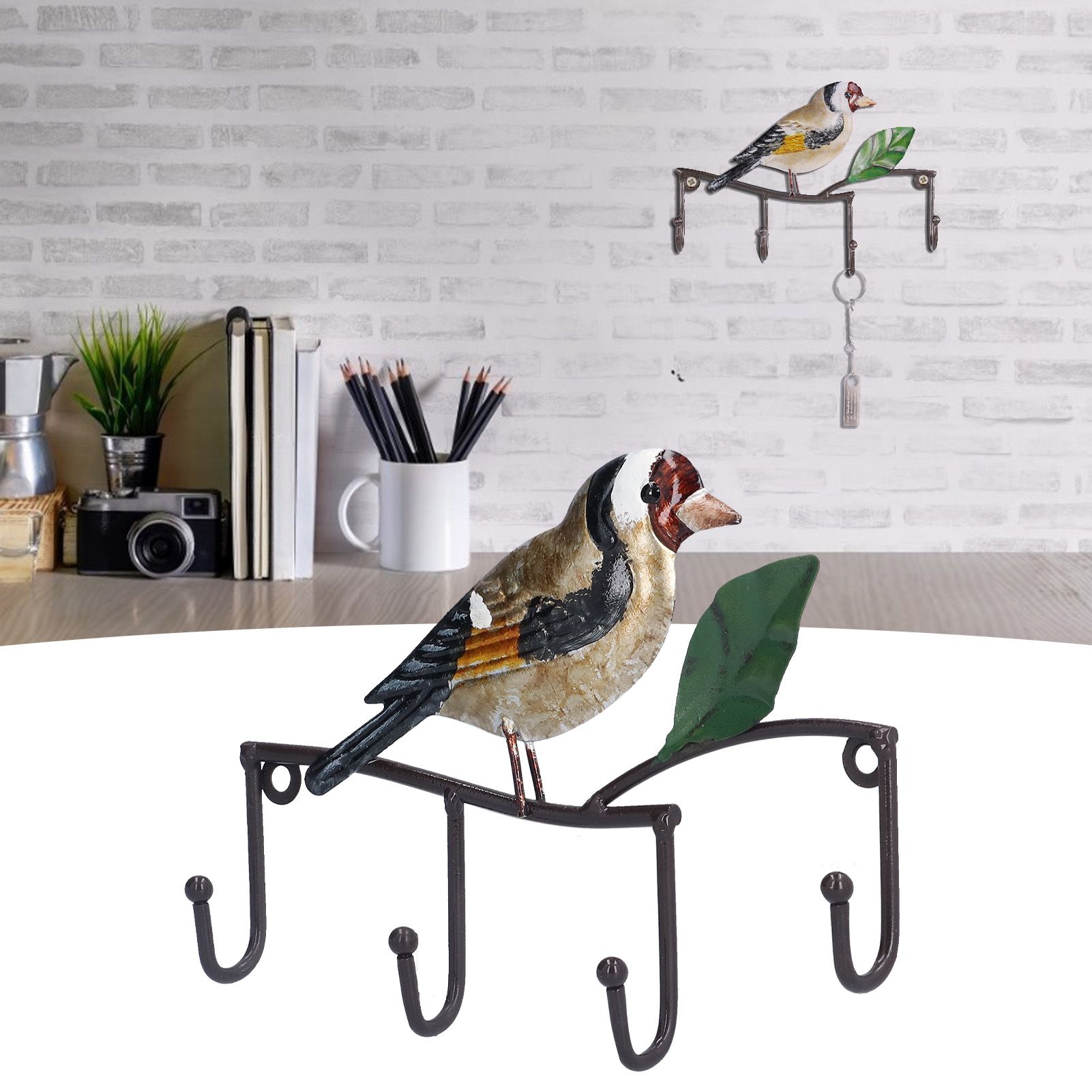 Key Hook Iron Bird Wall Hook Key Hanger Door Coat Rack Clothes Holder for view 12