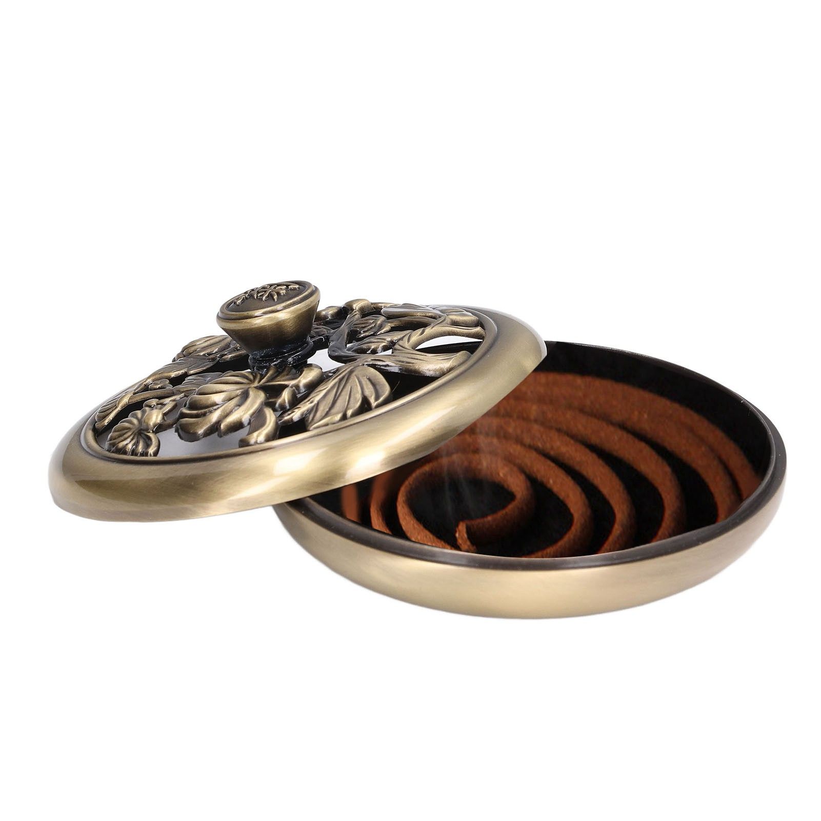 Coil Incense Burner Tray Vintage Incense Bowl Holder Metal Alloy for Living view 11