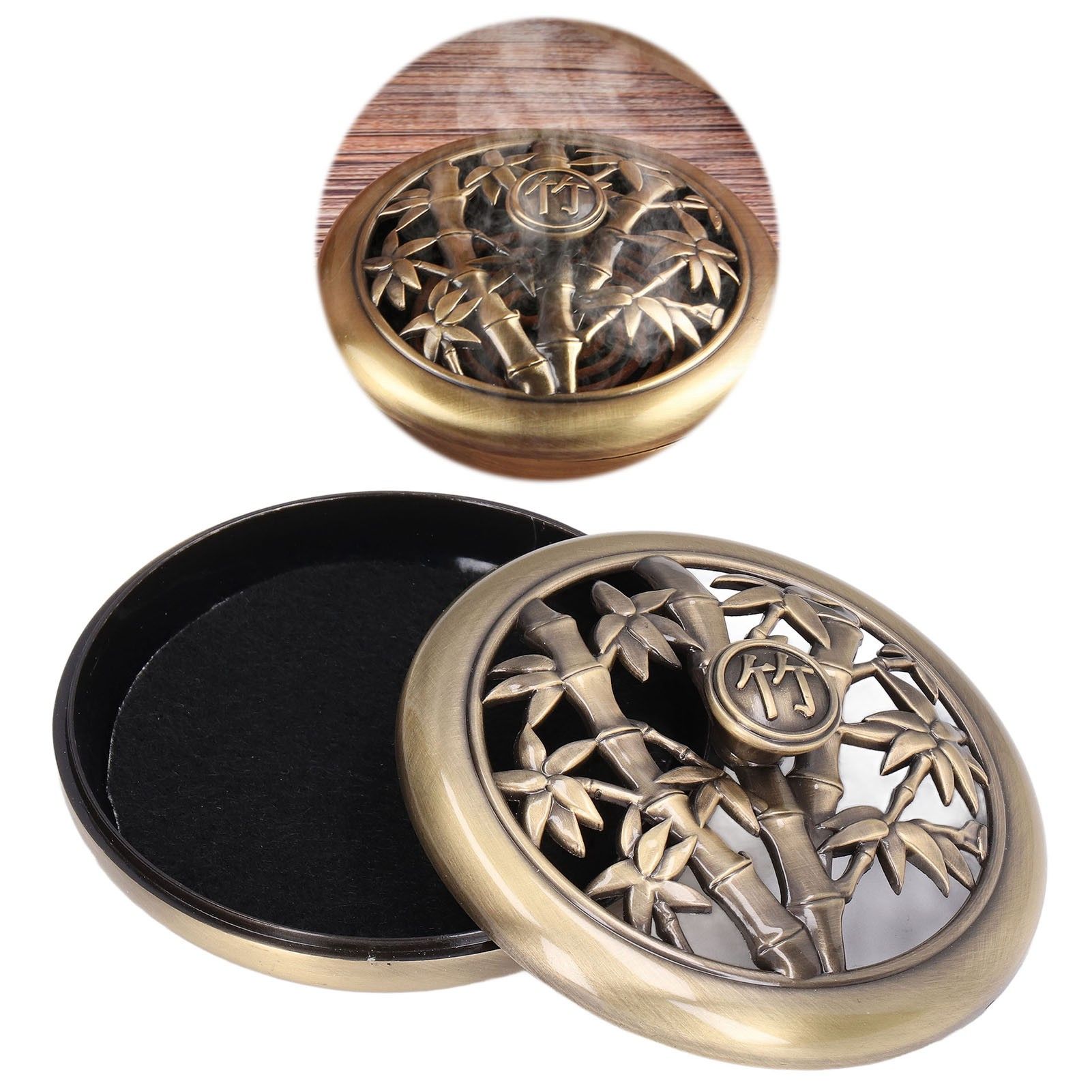 Coil Incense Burner Tray Vintage Incense Bowl Holder Metal Alloy for Living view 12