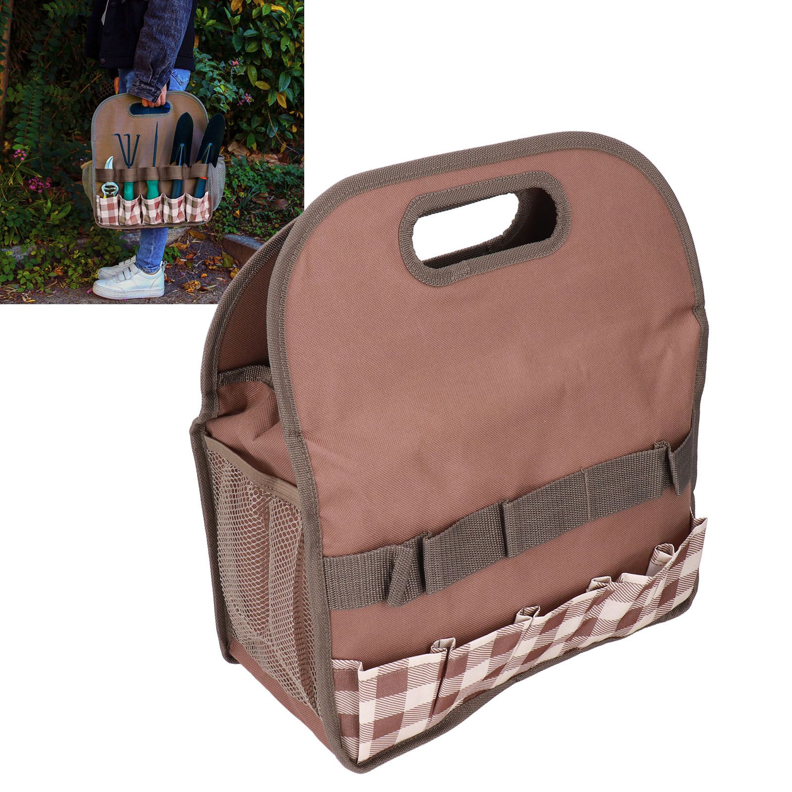 Garden Tool Bag Garden Tote Storage Bag with Multi Pockets Home Organizer for view 11