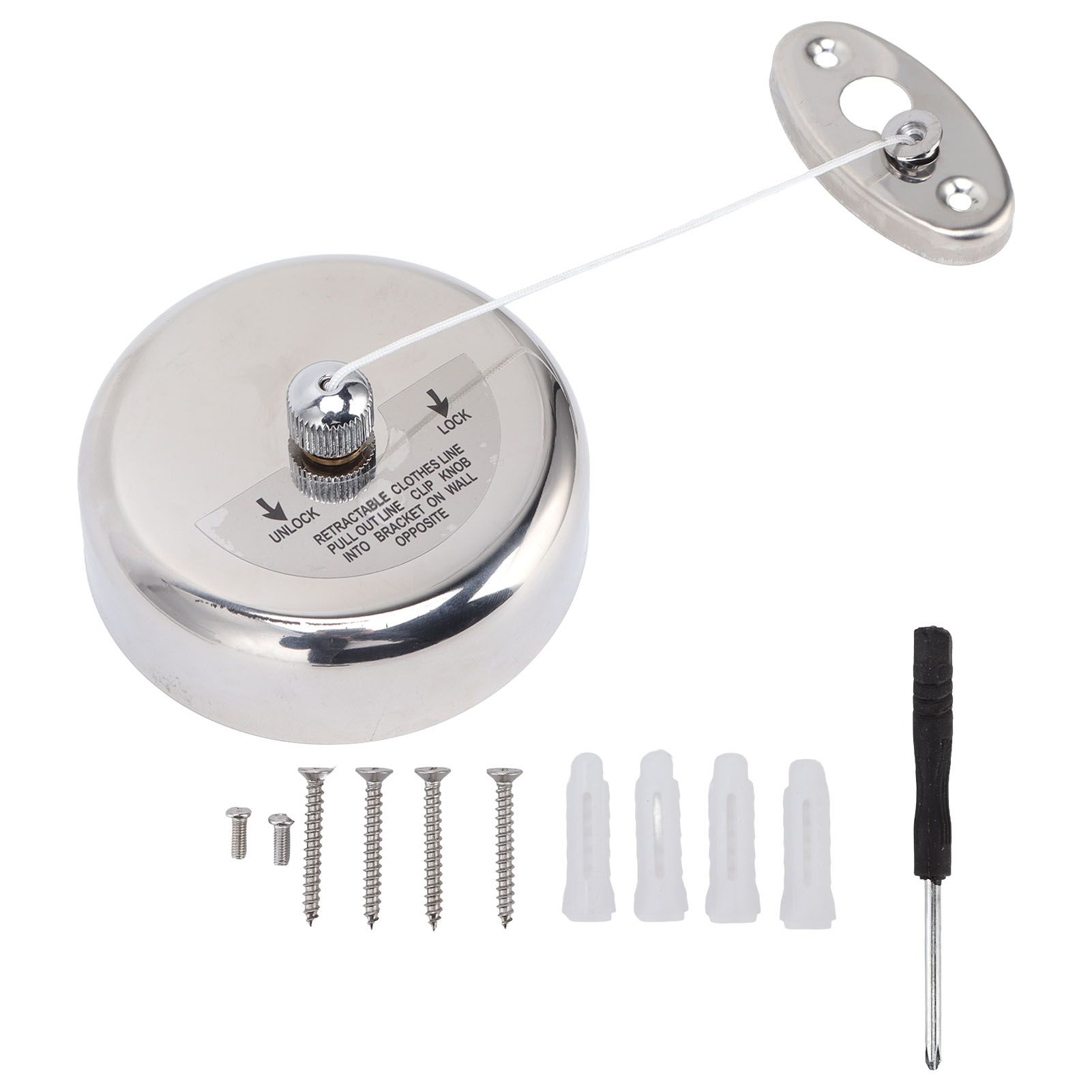 Clothesline 304 Stainless Steel Nylon Cord Space Saving Retractable 9ft/2.8m