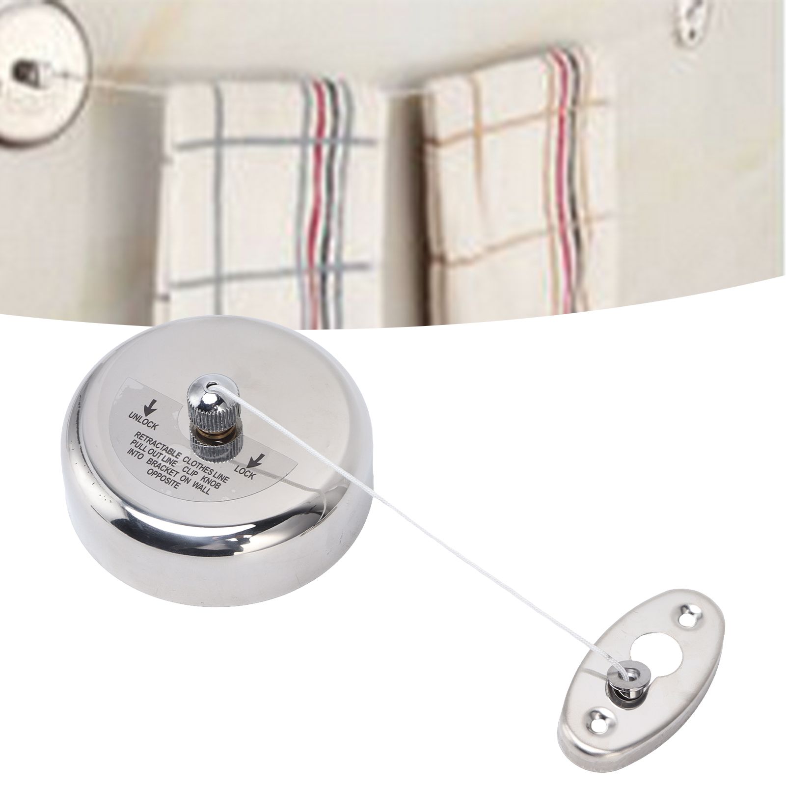 Clothesline 304 Stainless Steel Nylon Cord Space Saving Retractable 9ft/2.8m view 11
