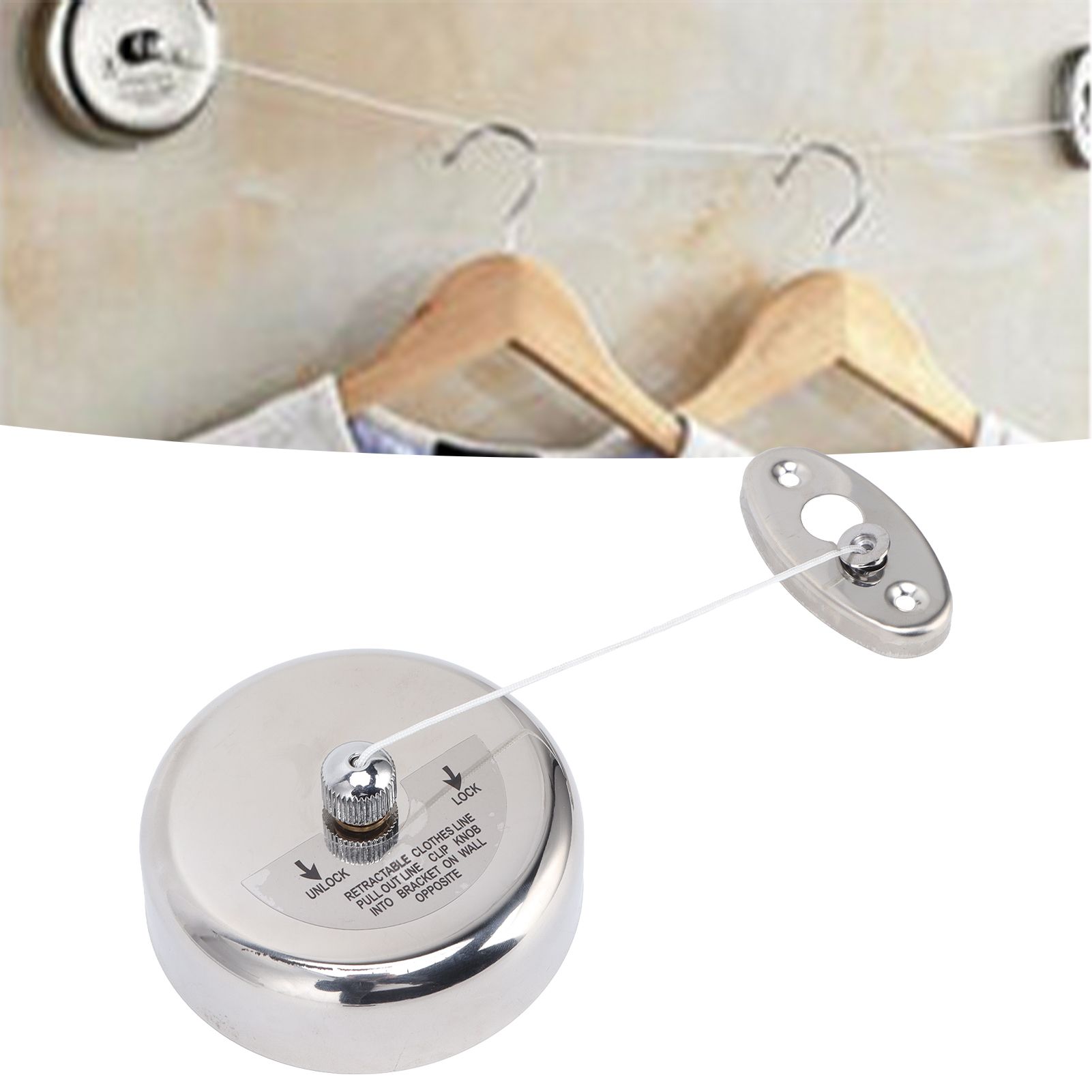 Clothesline 304 Stainless Steel Nylon Cord Space Saving Retractable 9ft/2.8m view 12