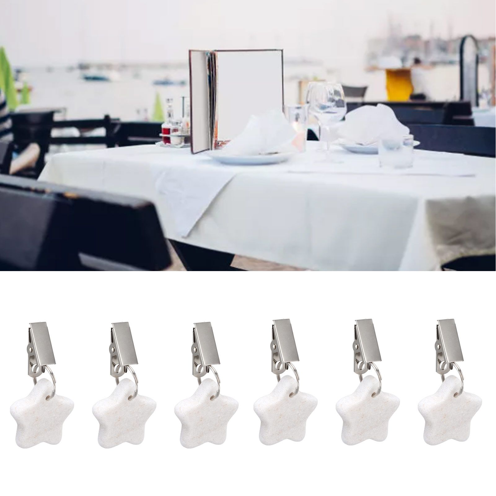 6Pcs Tablecloth Weights Marble Stainless Steel Small Size Waterproof Rustproof view 11