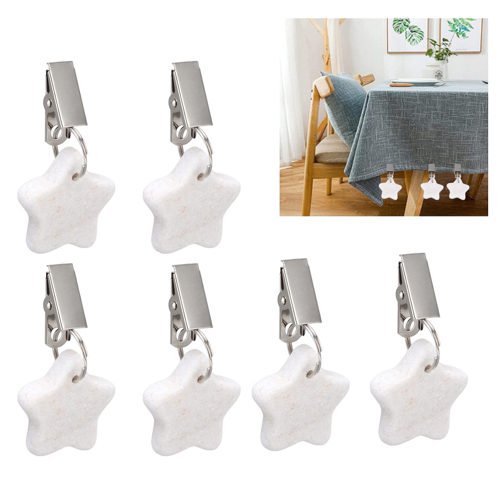 6Pcs Tablecloth Weights Marble Stainless Steel Small Size Waterproof Rustproof view 12