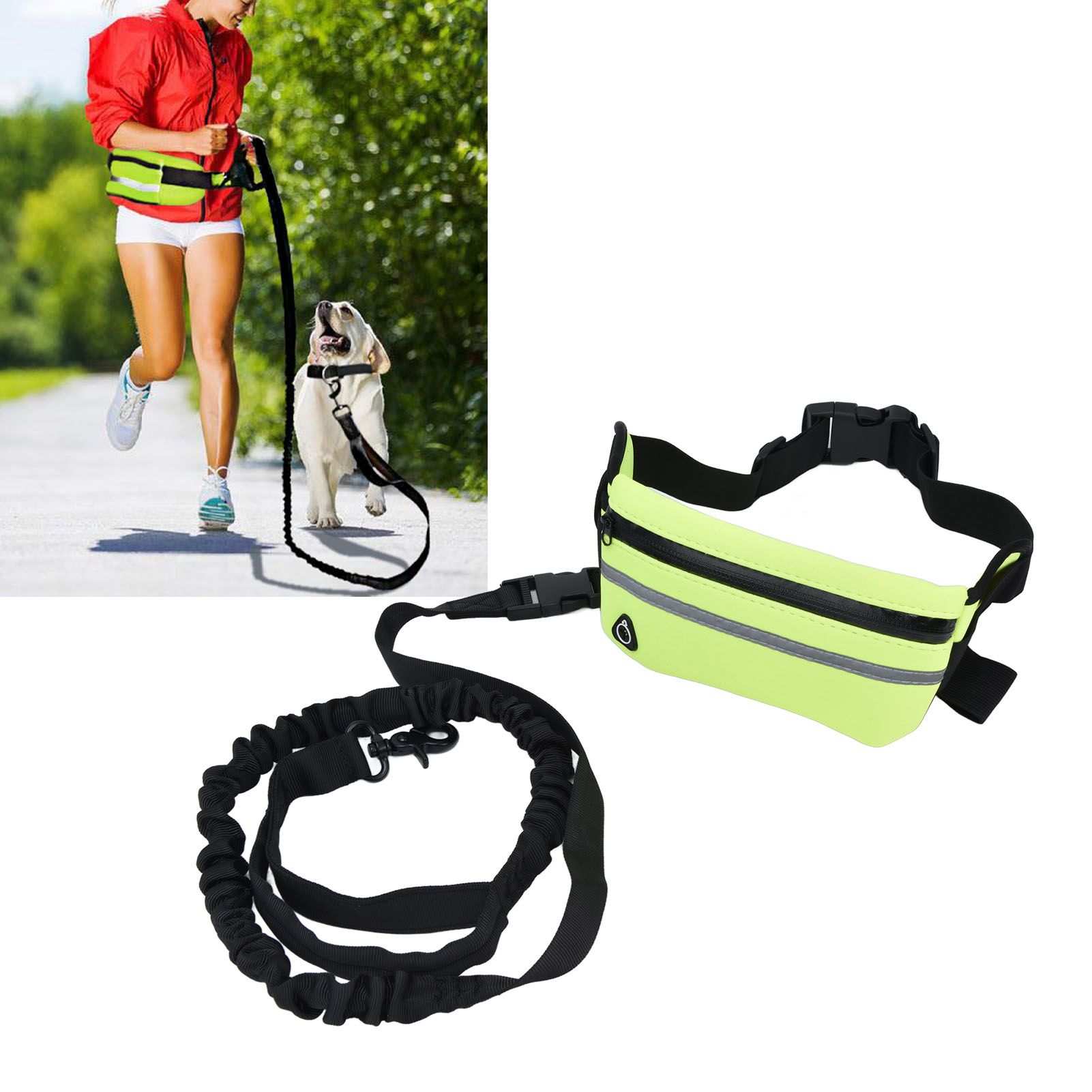Sports Belt Bag Leash Set Reflective Elastic Explosion Proof Dog Running view 11