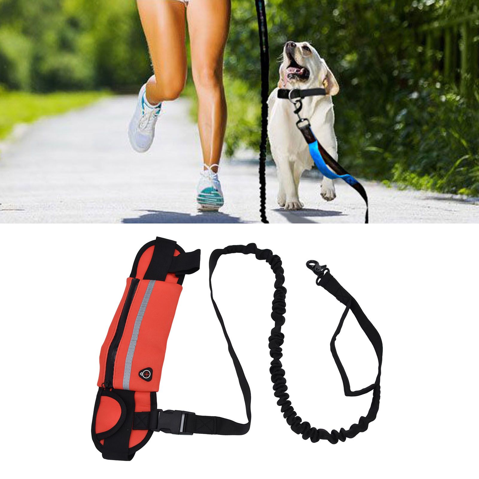 Hands Free Dog Leash Detachable Zipper Bag Reflective Strip Design Hands Free view 12
