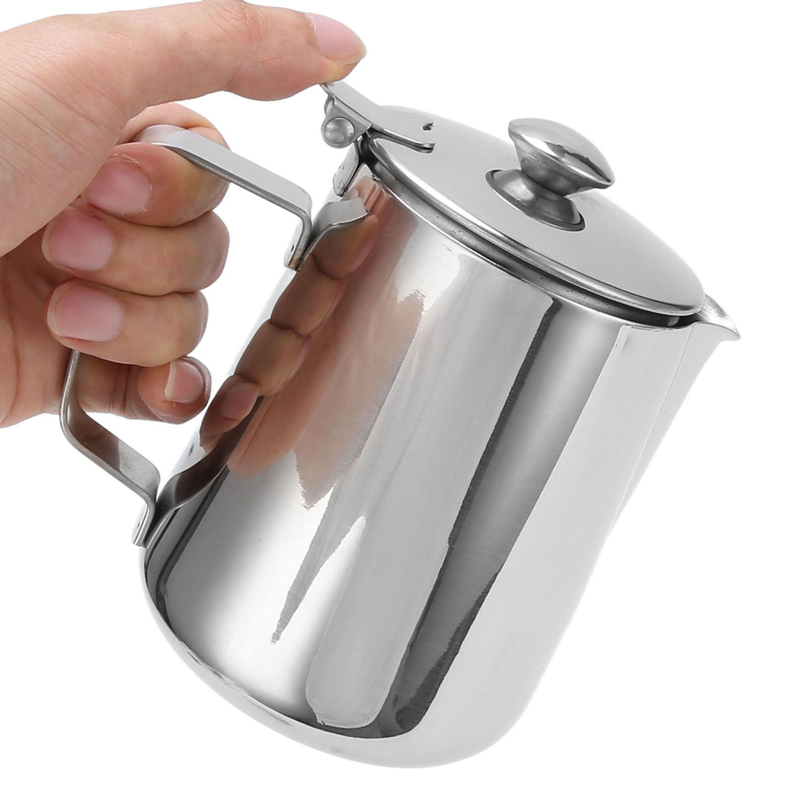 Milk Frothing Pitcher 304 Stainless Steel Milk Frother Coffee Cup with Cover view 6